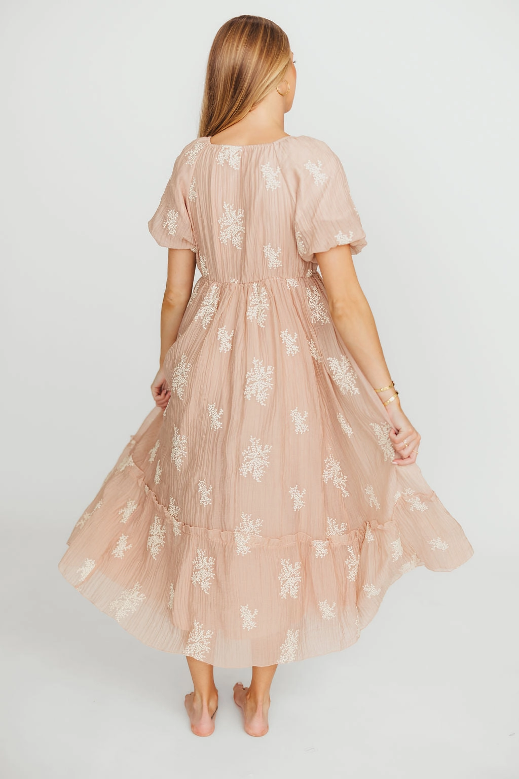 Hallie Embroidered Maxi Dress in Blush - Bump Friendly & Inclusive Sizing (S-3XL)