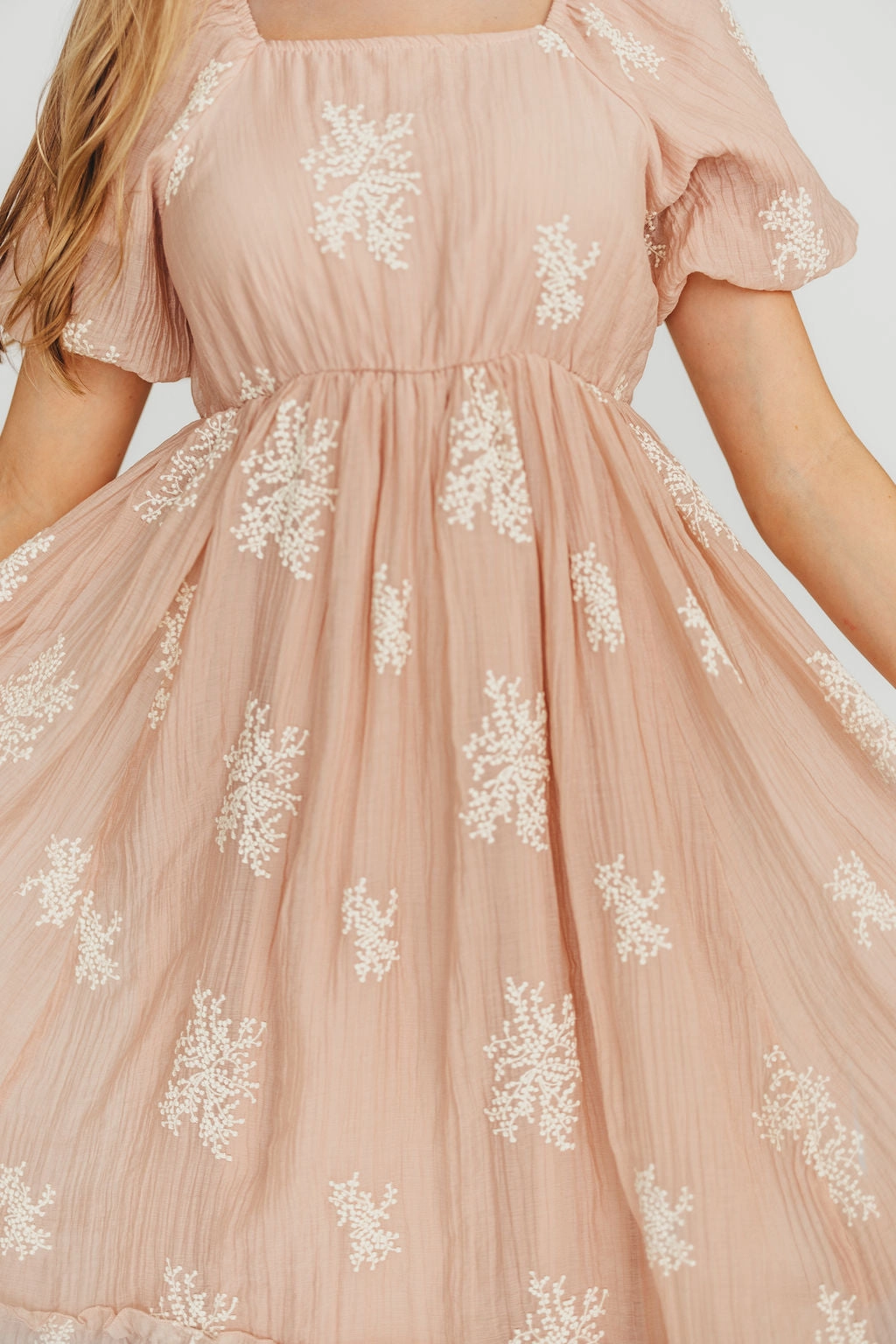 Hallie Embroidered Maxi Dress in Blush - Bump Friendly & Inclusive Sizing (S-3XL)
