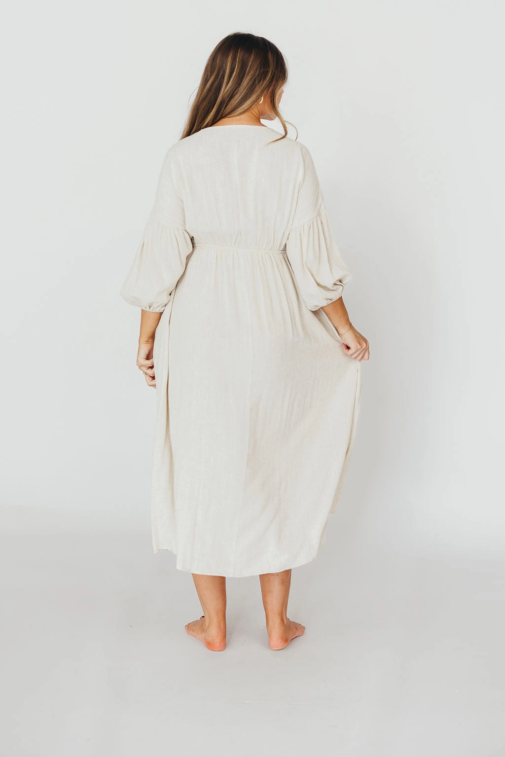 Hunter 100% Cotton Gauze Midi Dress in Soy - Bump Friendly (XS-XL)