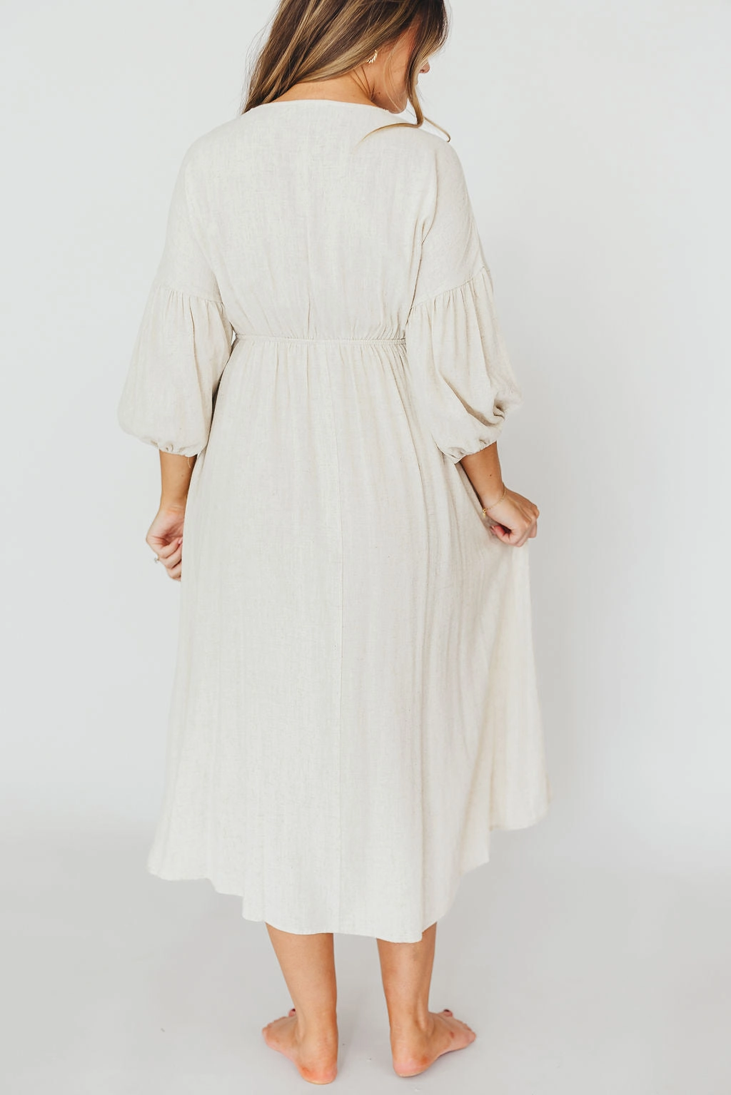 Hunter 100% Cotton Gauze Midi Dress in Soy - Bump Friendly (XS-XL)