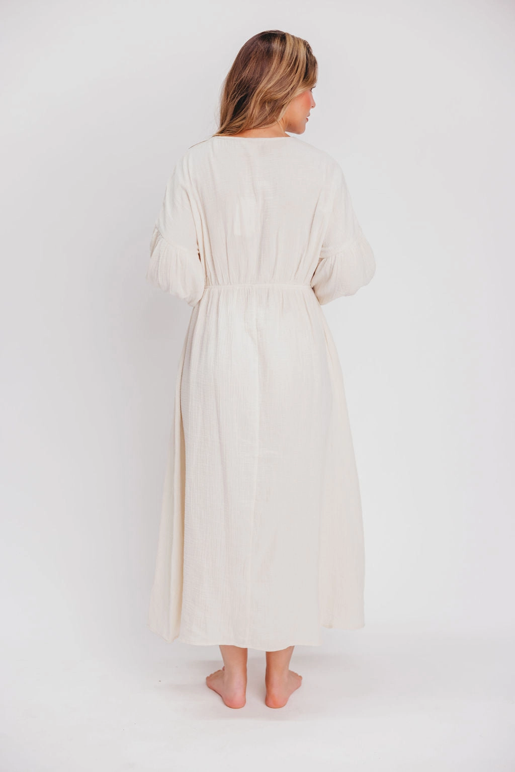 Hunter 100% Cotton Gauze Midi Dress in Soy - Bump Friendly (XS-XL)