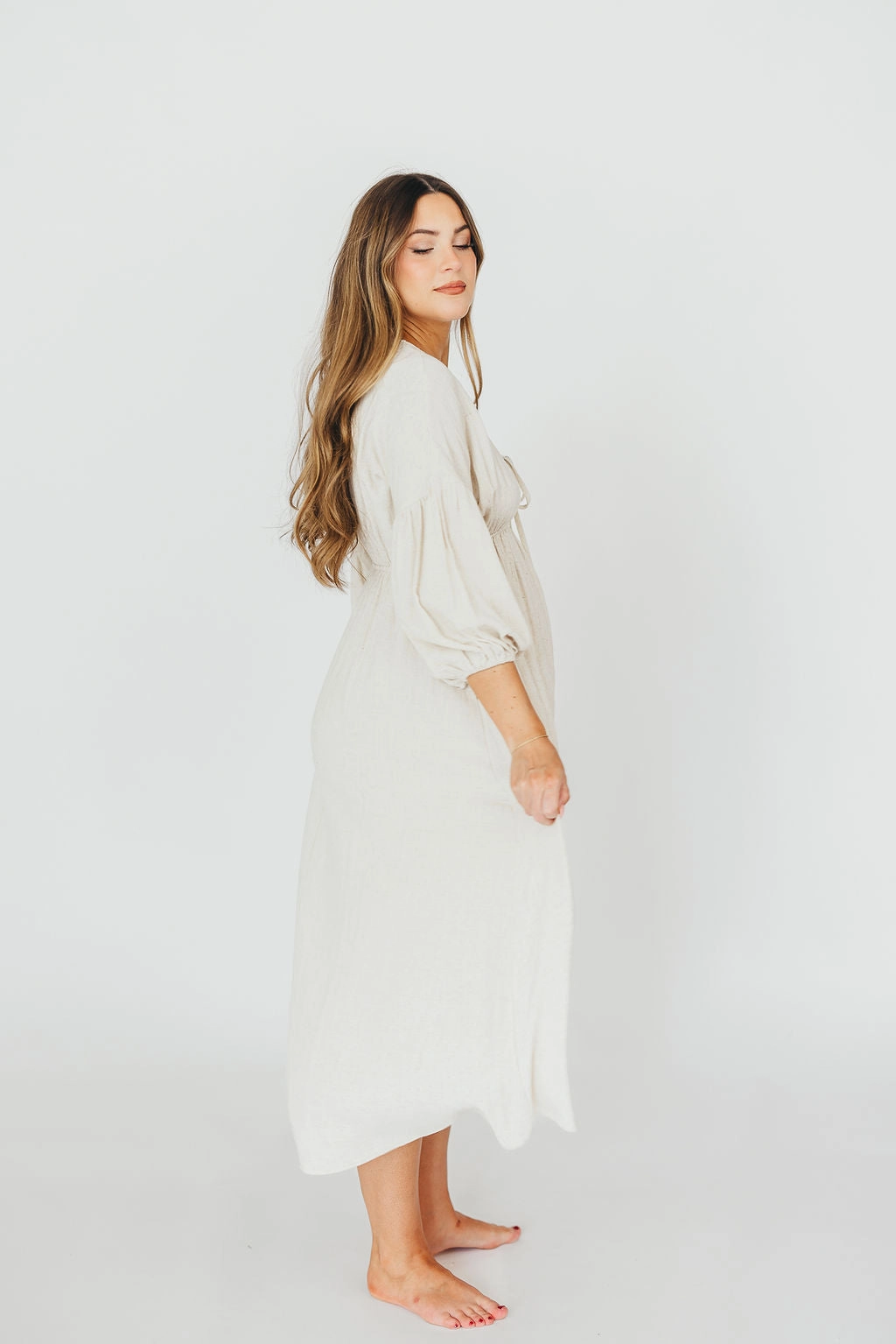 Hunter 100% Cotton Gauze Midi Dress in Soy - Bump Friendly (XS-XL)