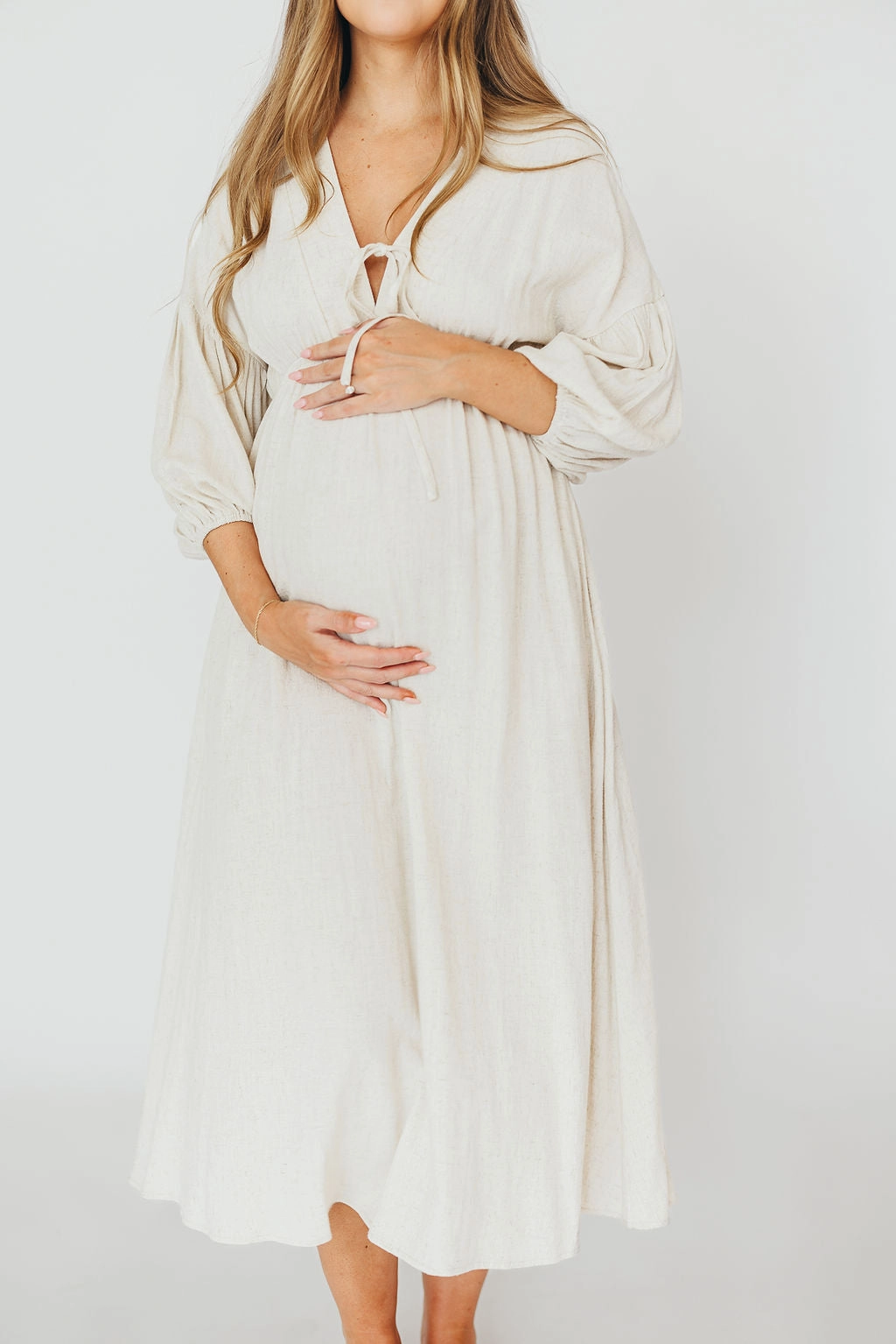 Hunter 100% Cotton Gauze Midi Dress in Soy - Bump Friendly (XS-XL)