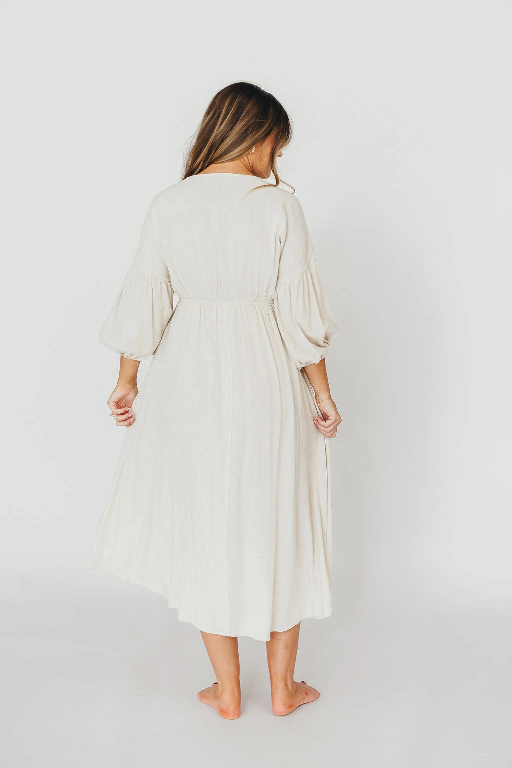 Hunter 100% Cotton Gauze Midi Dress in Soy - Bump Friendly (XS-XL)