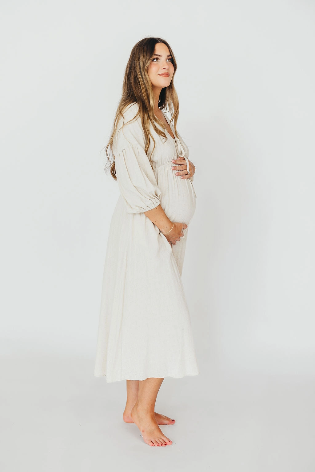 Hunter 100% Cotton Gauze Midi Dress in Soy - Bump Friendly (XS-XL)