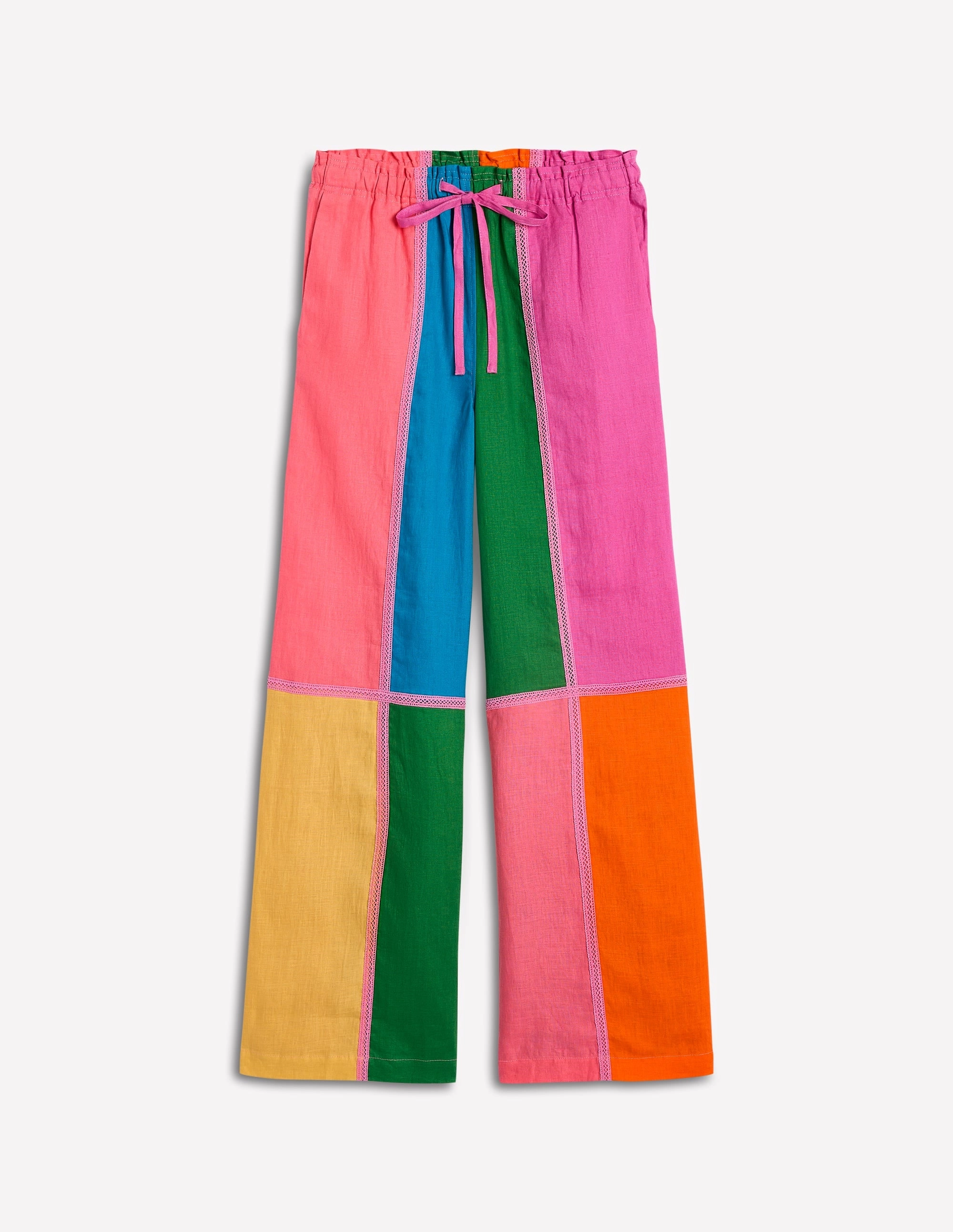 Islington Linen Trousers-Multi Colourblock
