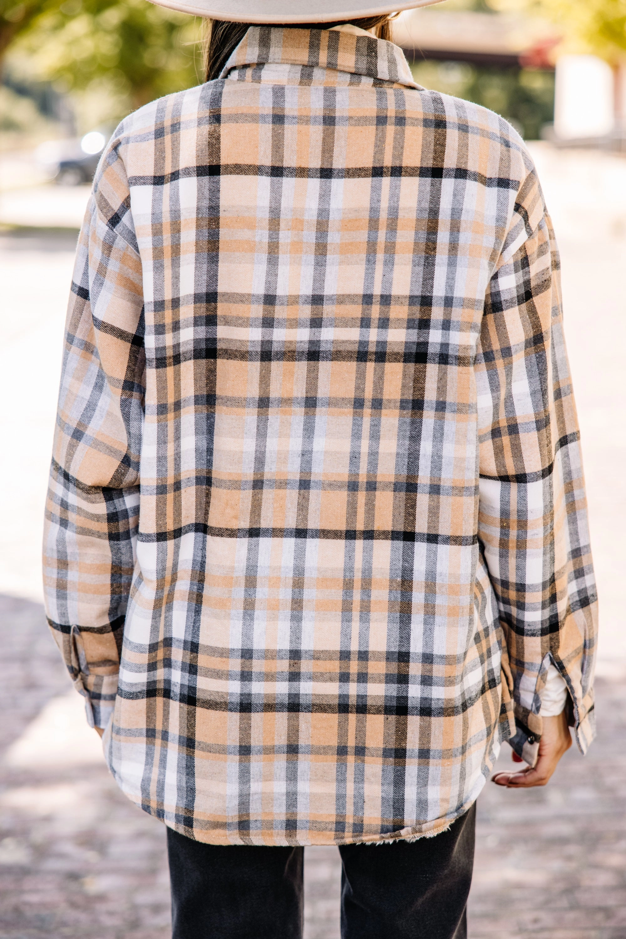 Living The Dream Taupe Brown Plaid Shacket