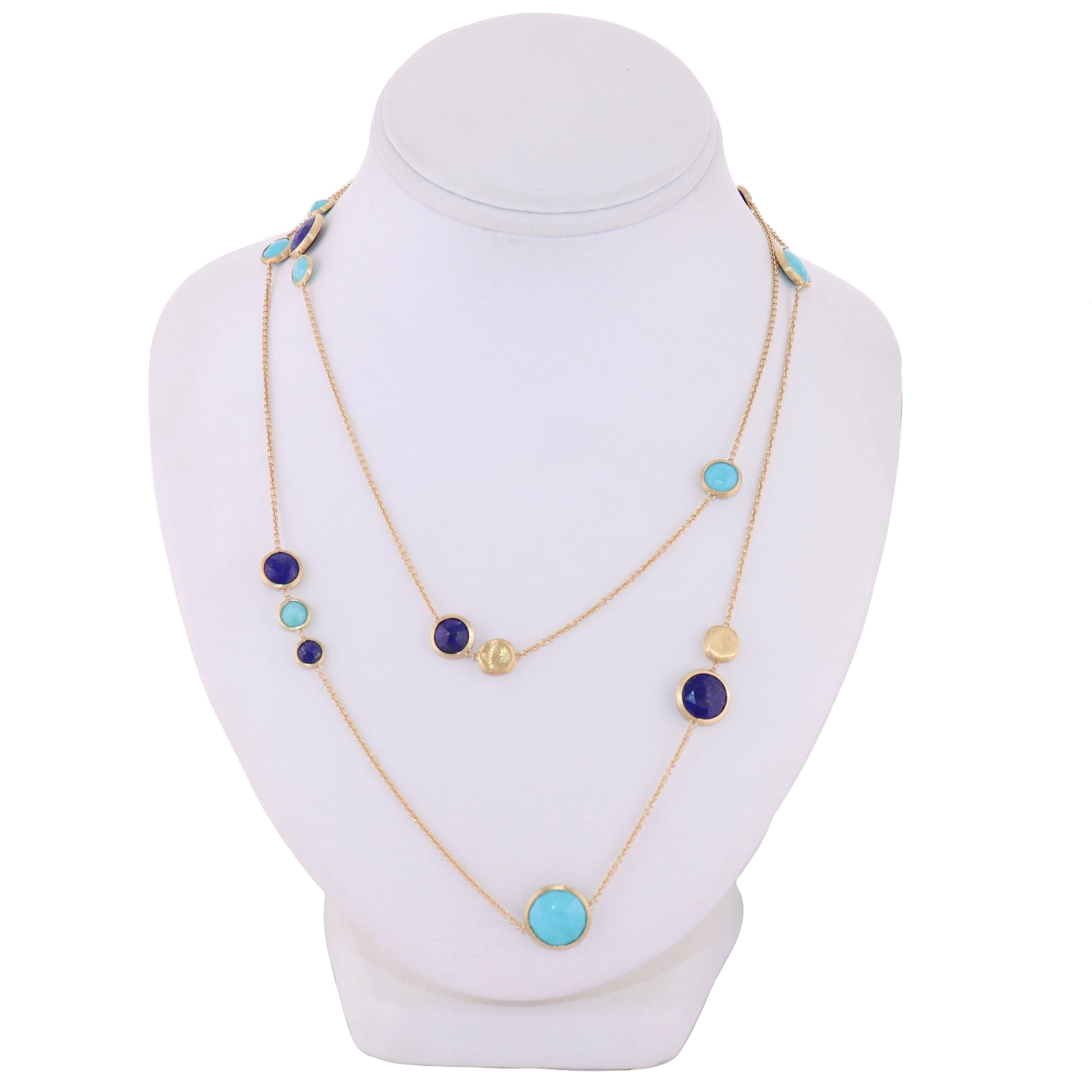 Marco Bicego 18k Yellow Gold Jaipur Collection Lapis & Turquoise 36" Necklace