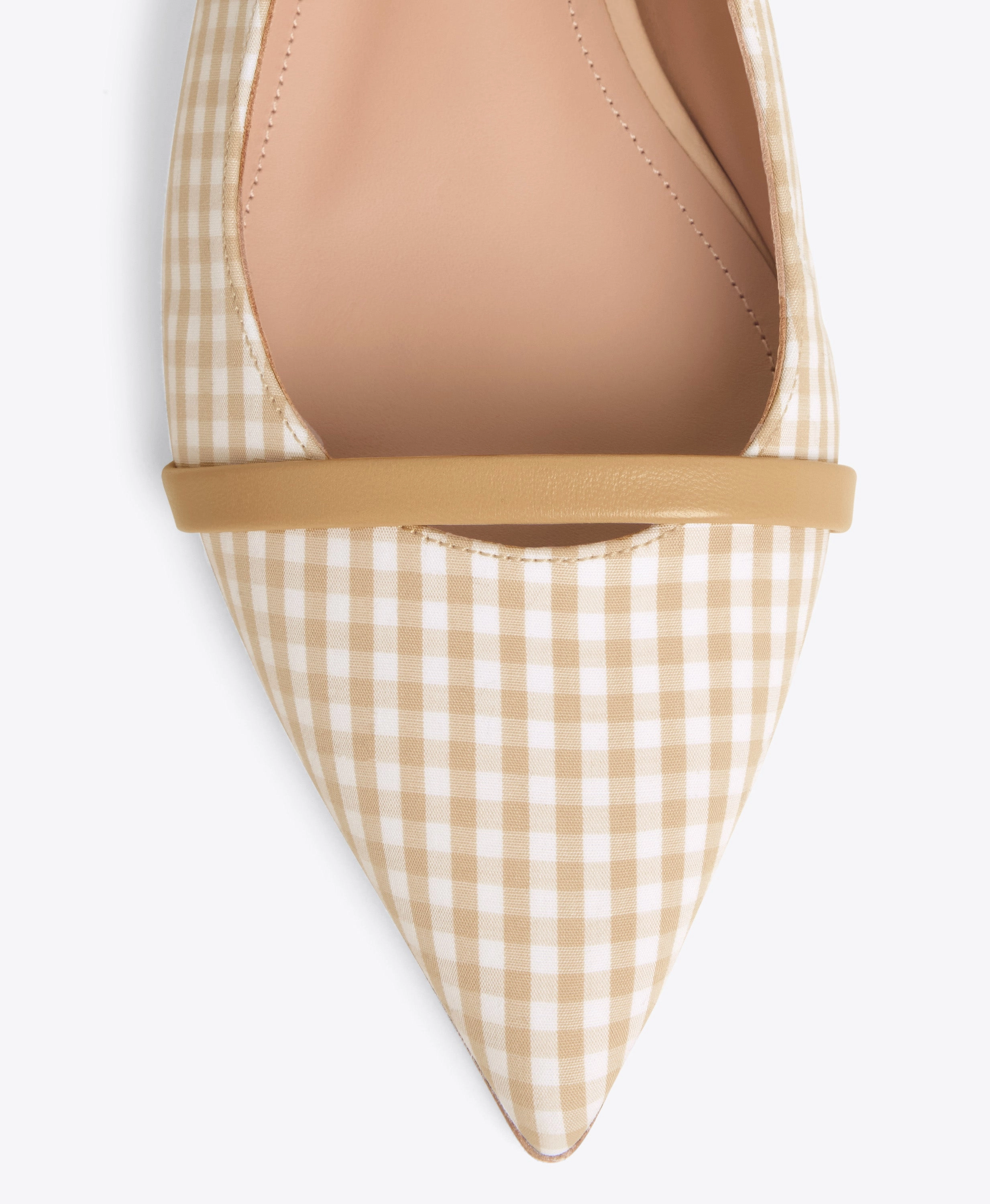 Maureen Beige Gingham Flat Mules