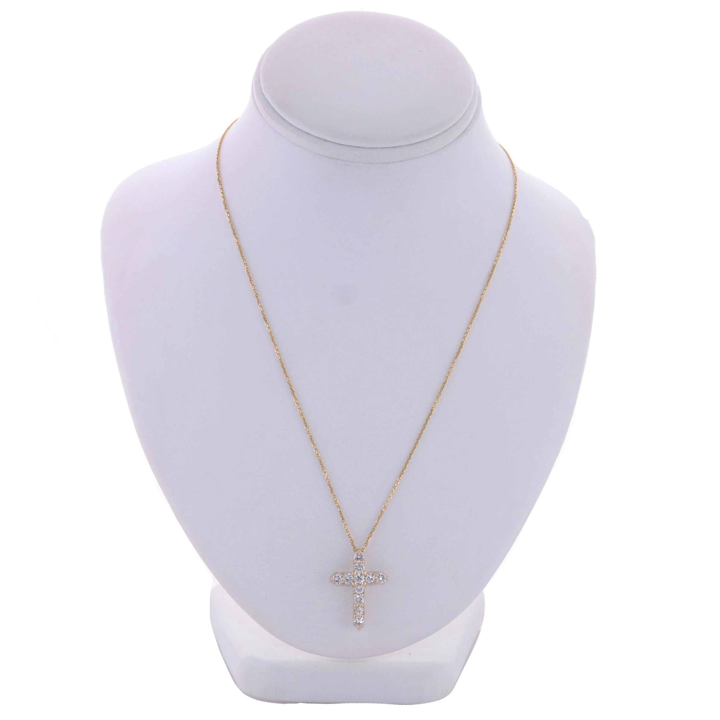 Modern 14k Yellow Gold 1.33ctw Diamond Cross 20" Necklace