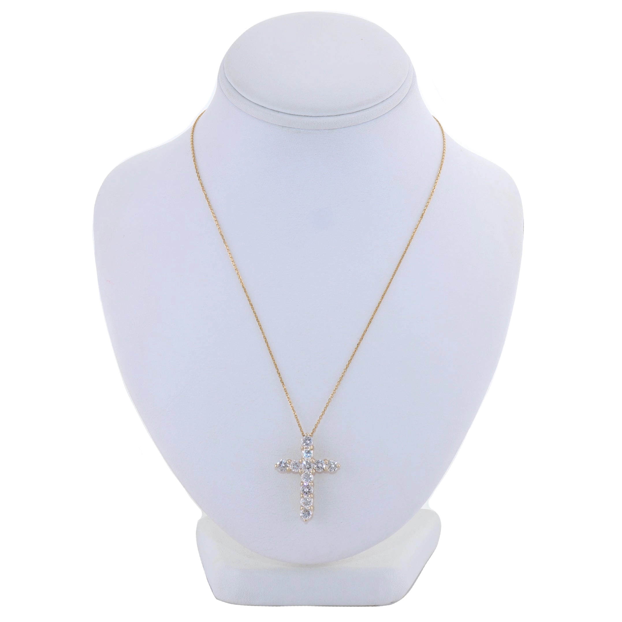 Modern 14k Yellow Gold 2.65ctw Diamond Cross 20" Necklace