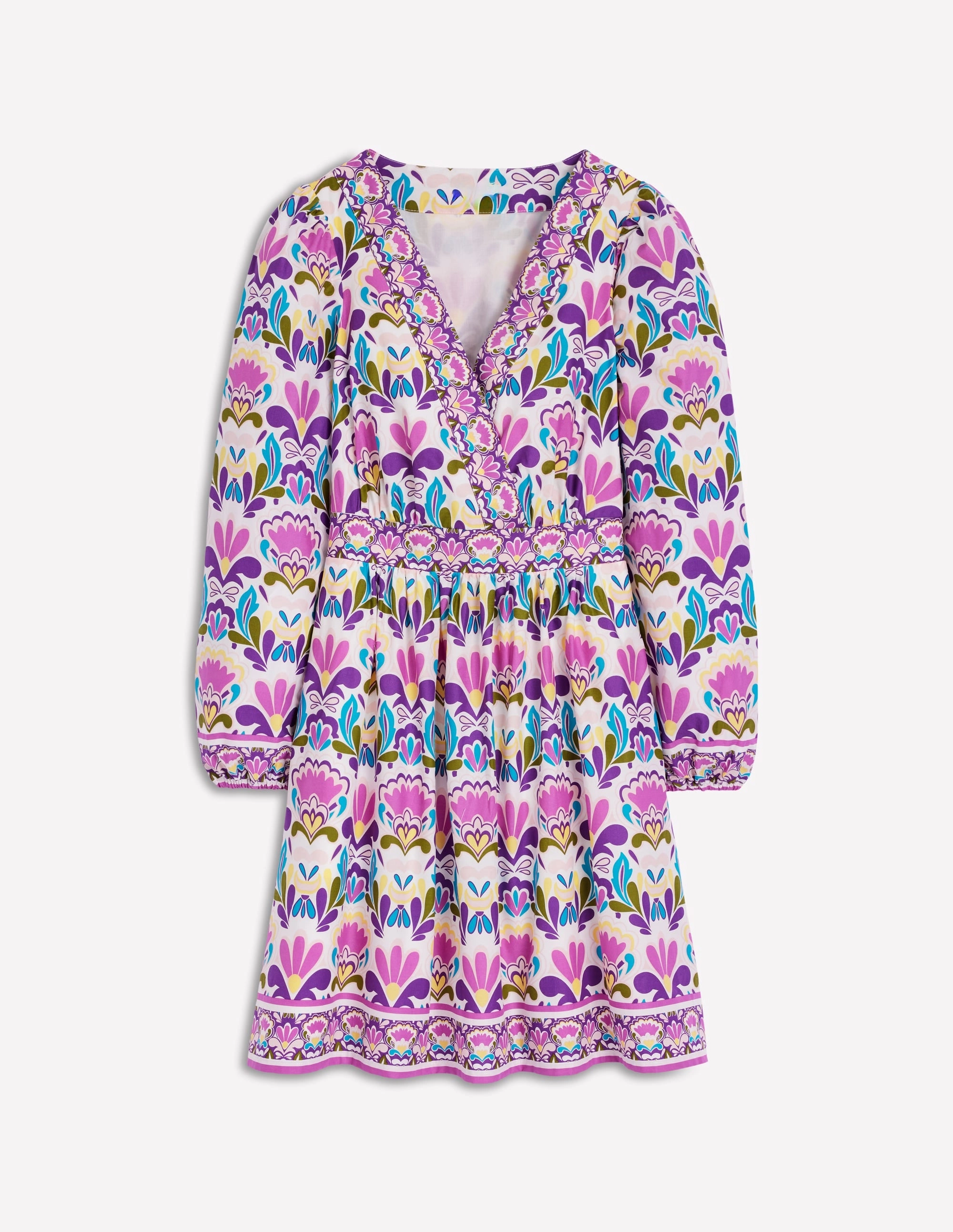 Mya Cotton Short Dress-Royal Purple. Fiesta Stamp