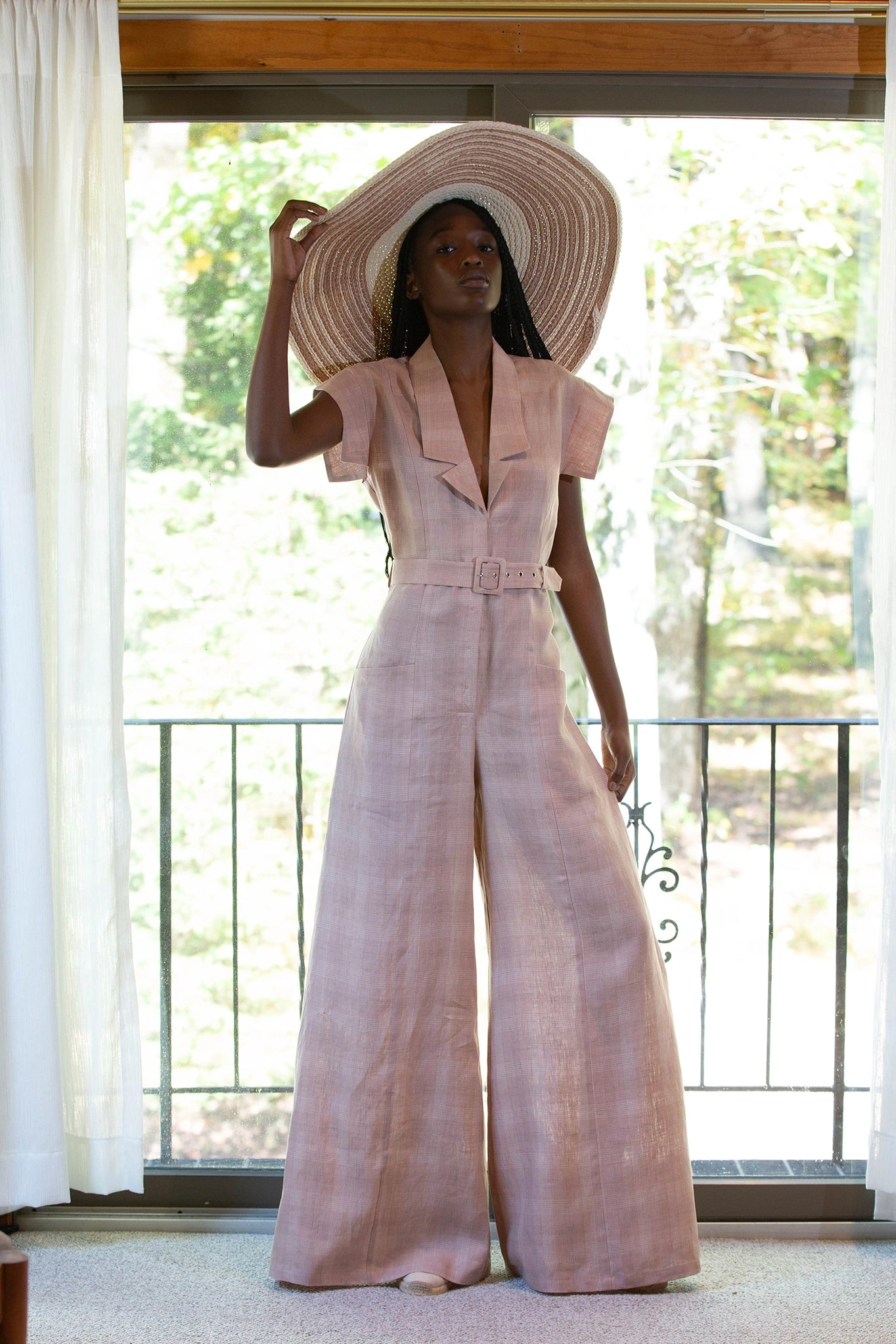 Odessa Plaid Linen Jumpsuit