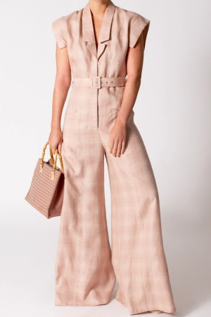 Odessa Plaid Linen Jumpsuit