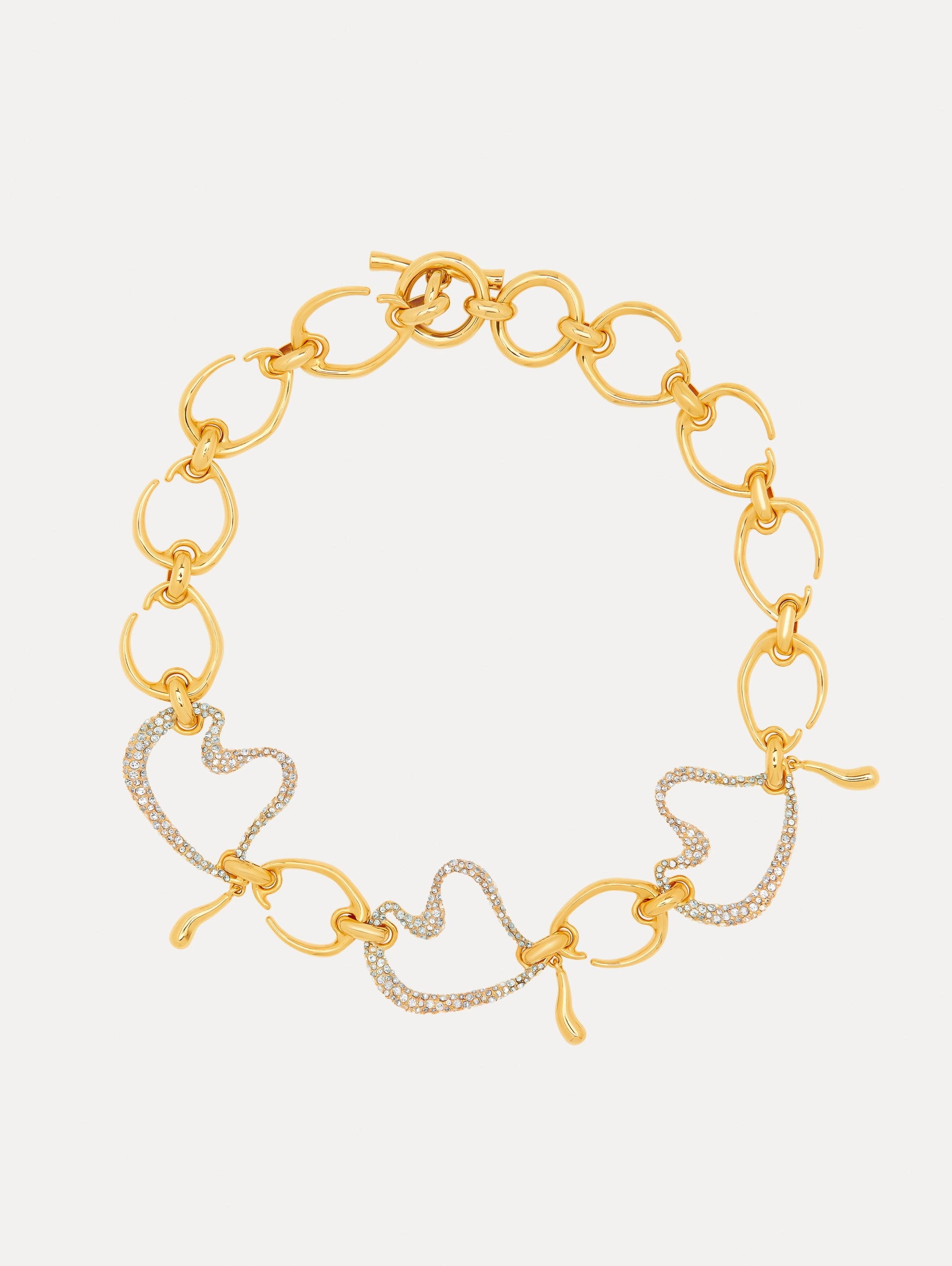 Pavé Heart O Chain-Link Necklace