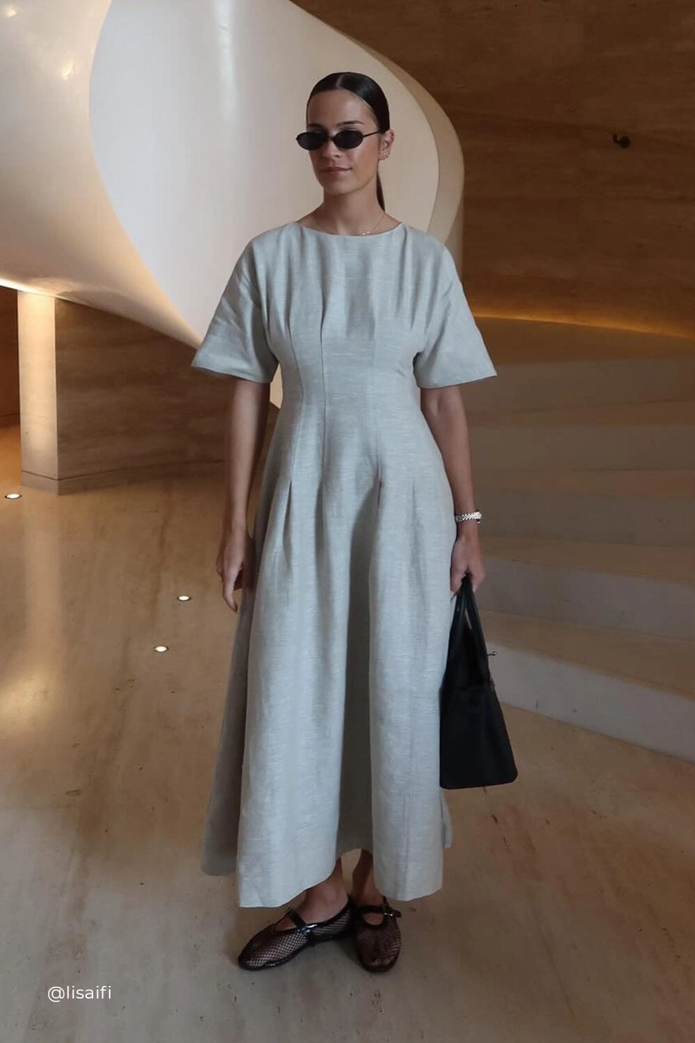 RAF NATURAL BOATNECK MIDI DRESS