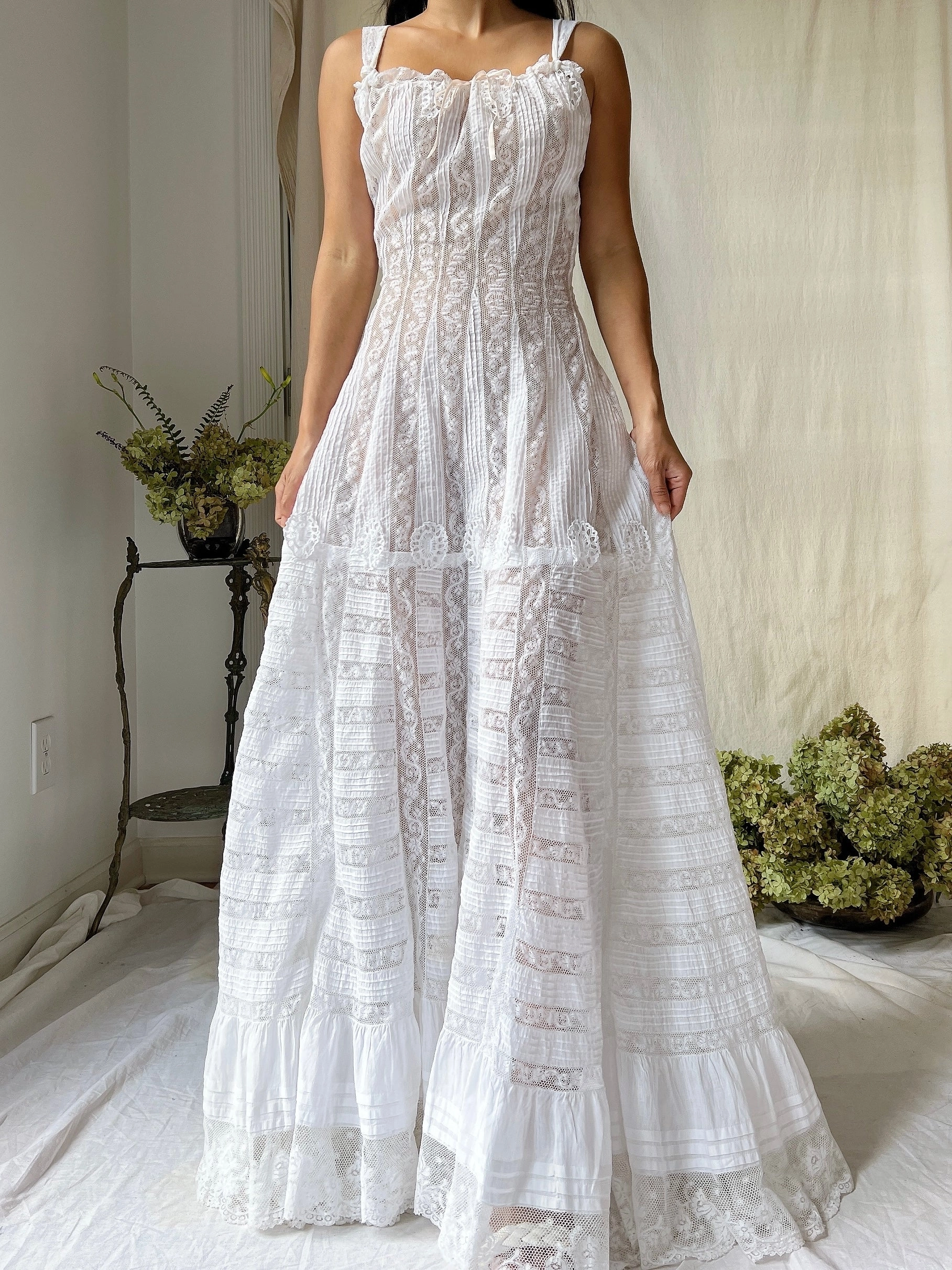 Rare Antique Valenciennes Camisole Gown - XS