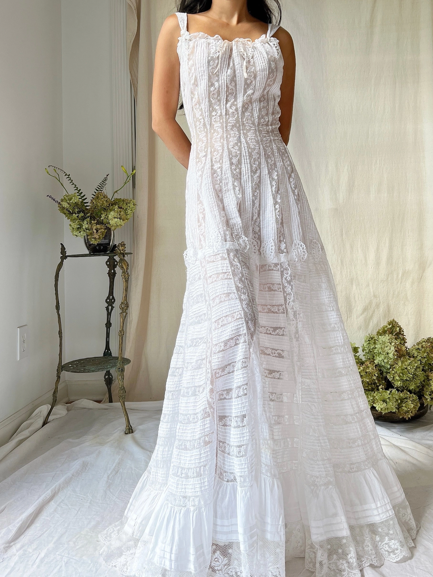 Rare Antique Valenciennes Camisole Gown - XS