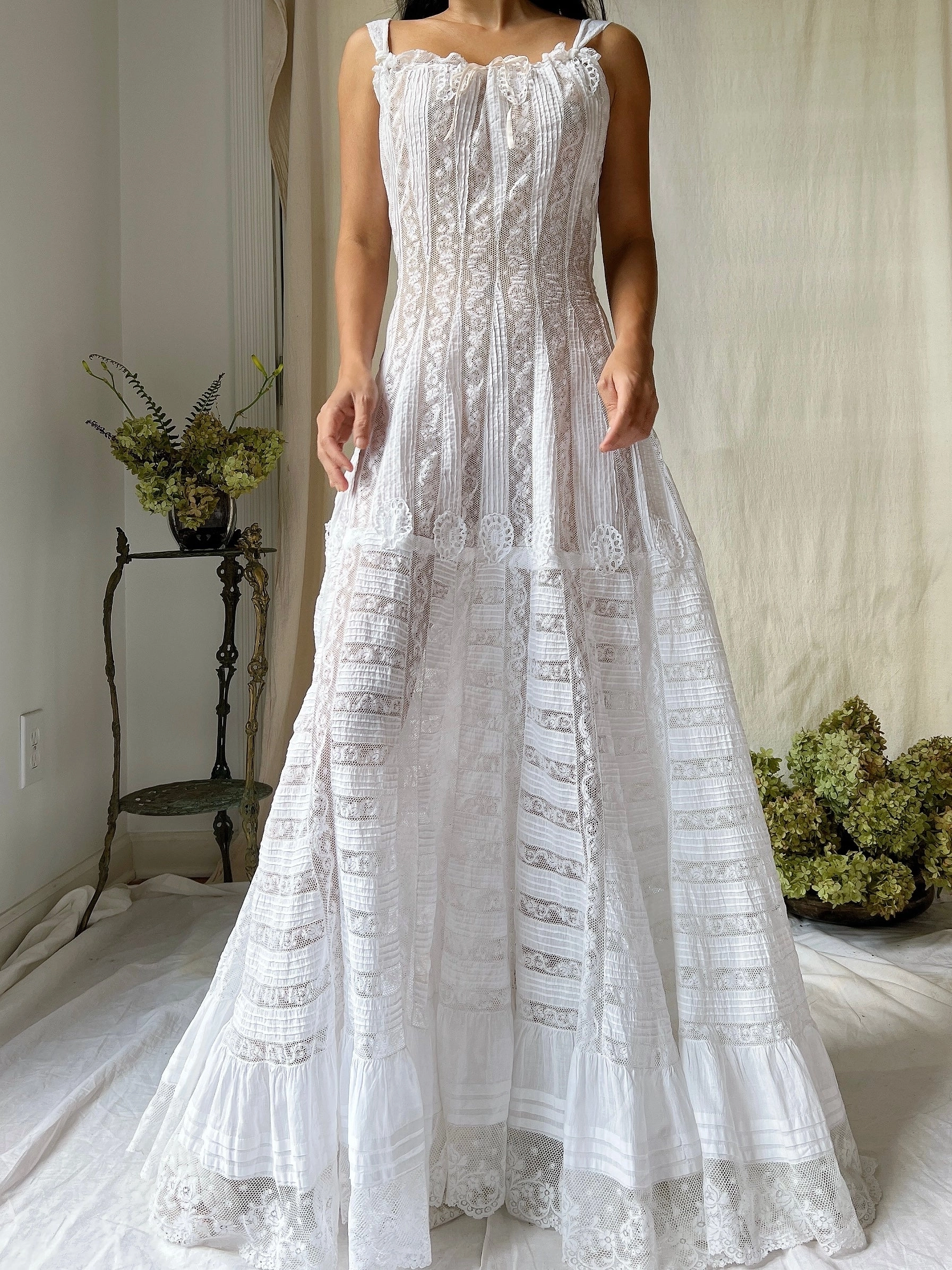 Rare Antique Valenciennes Camisole Gown - XS
