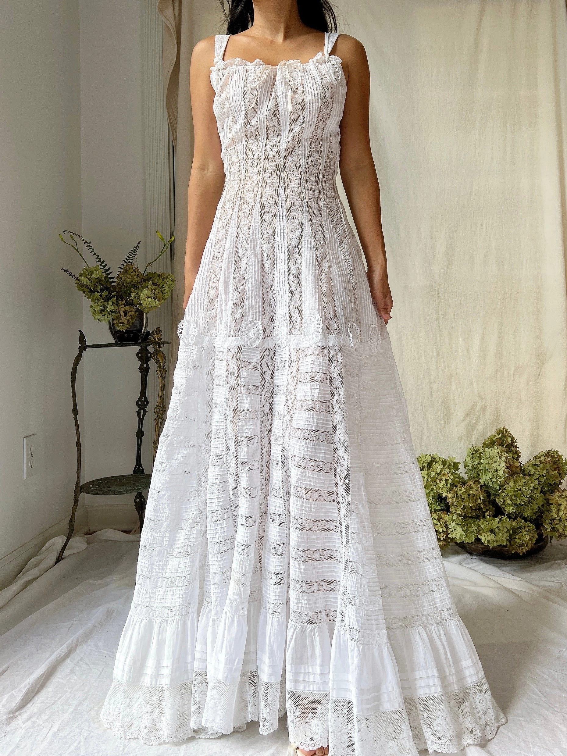 Rare Antique Valenciennes Camisole Gown - XS
