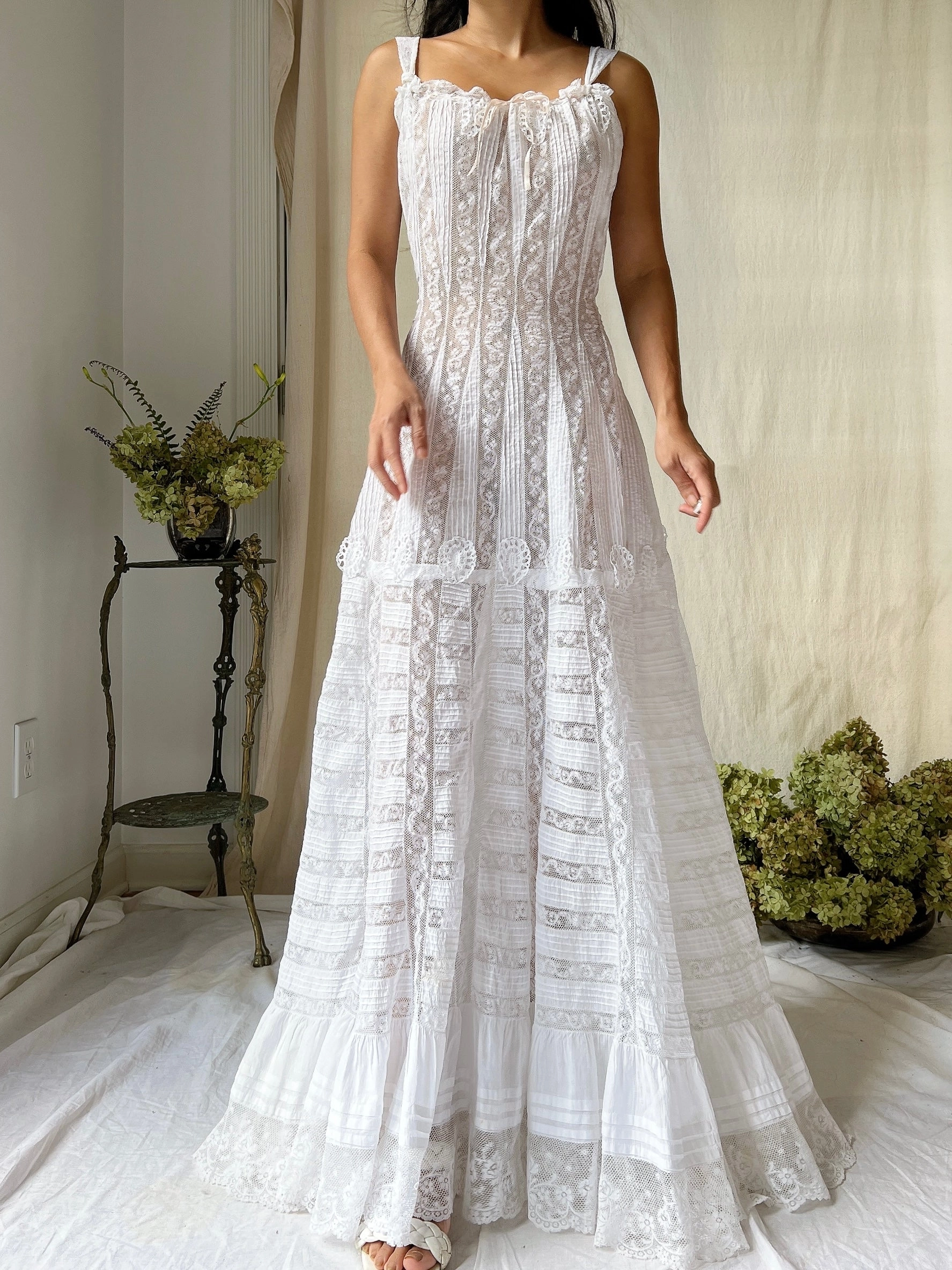 Rare Antique Valenciennes Camisole Gown - XS
