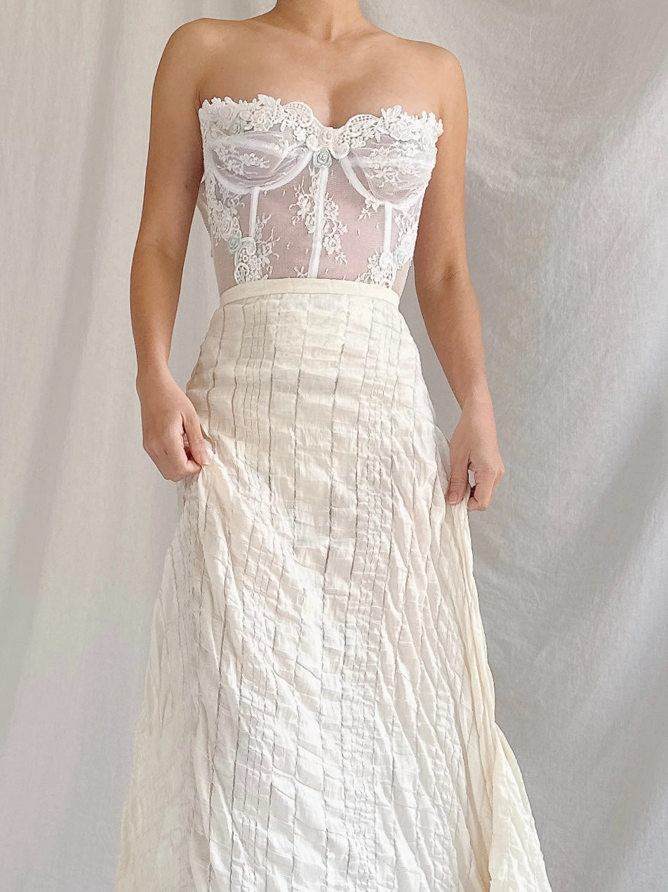 RARE Vintage VS Embroidered Bustier - 34C/36B