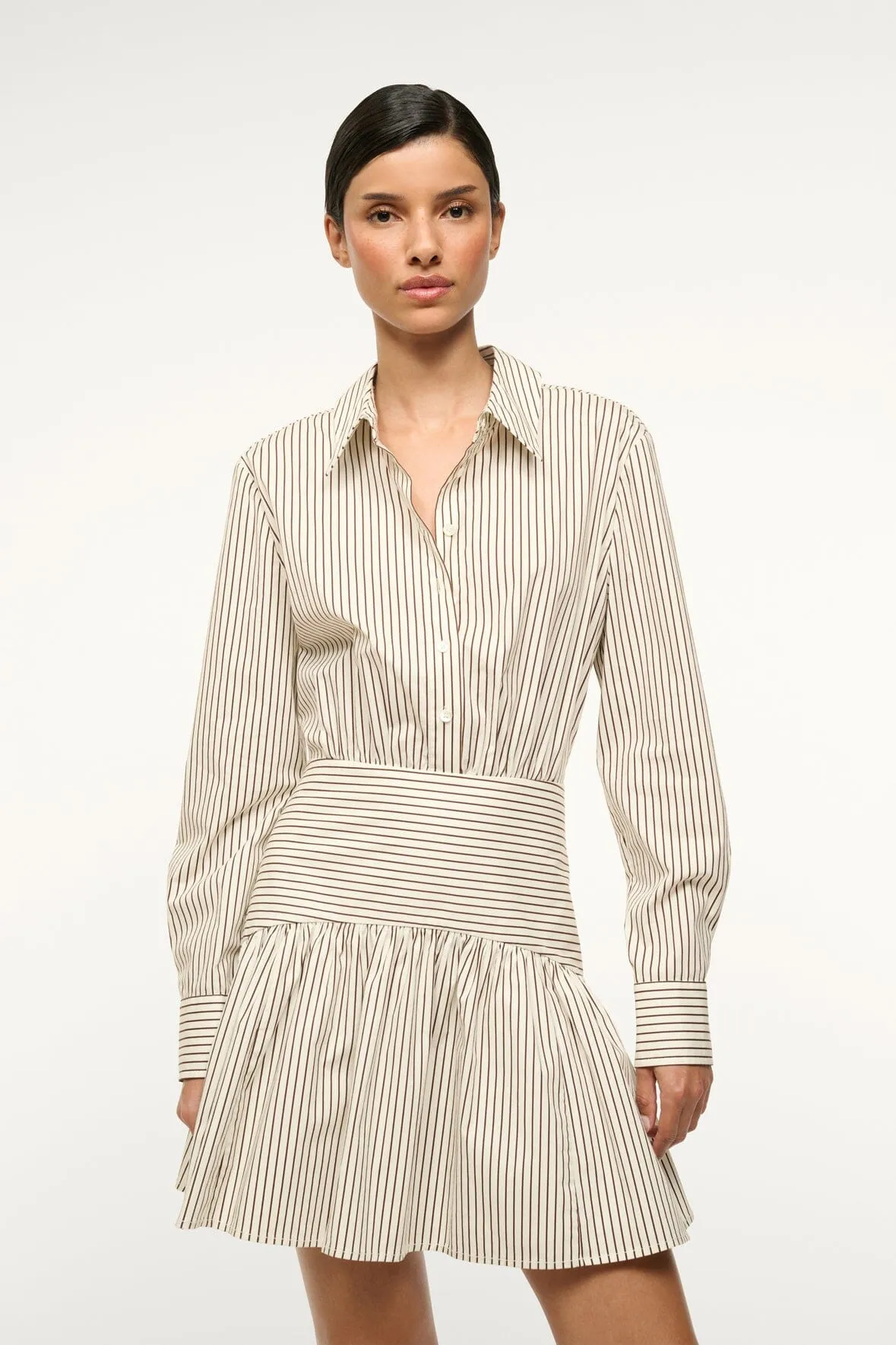 ROCCO MINI DRESS | IVORY DARK OAK MICRO STRIPE