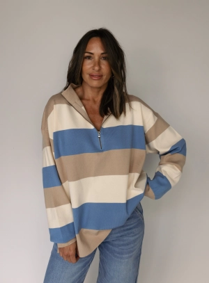 Sabrina Striped Half Zip Sweater - Final Sale