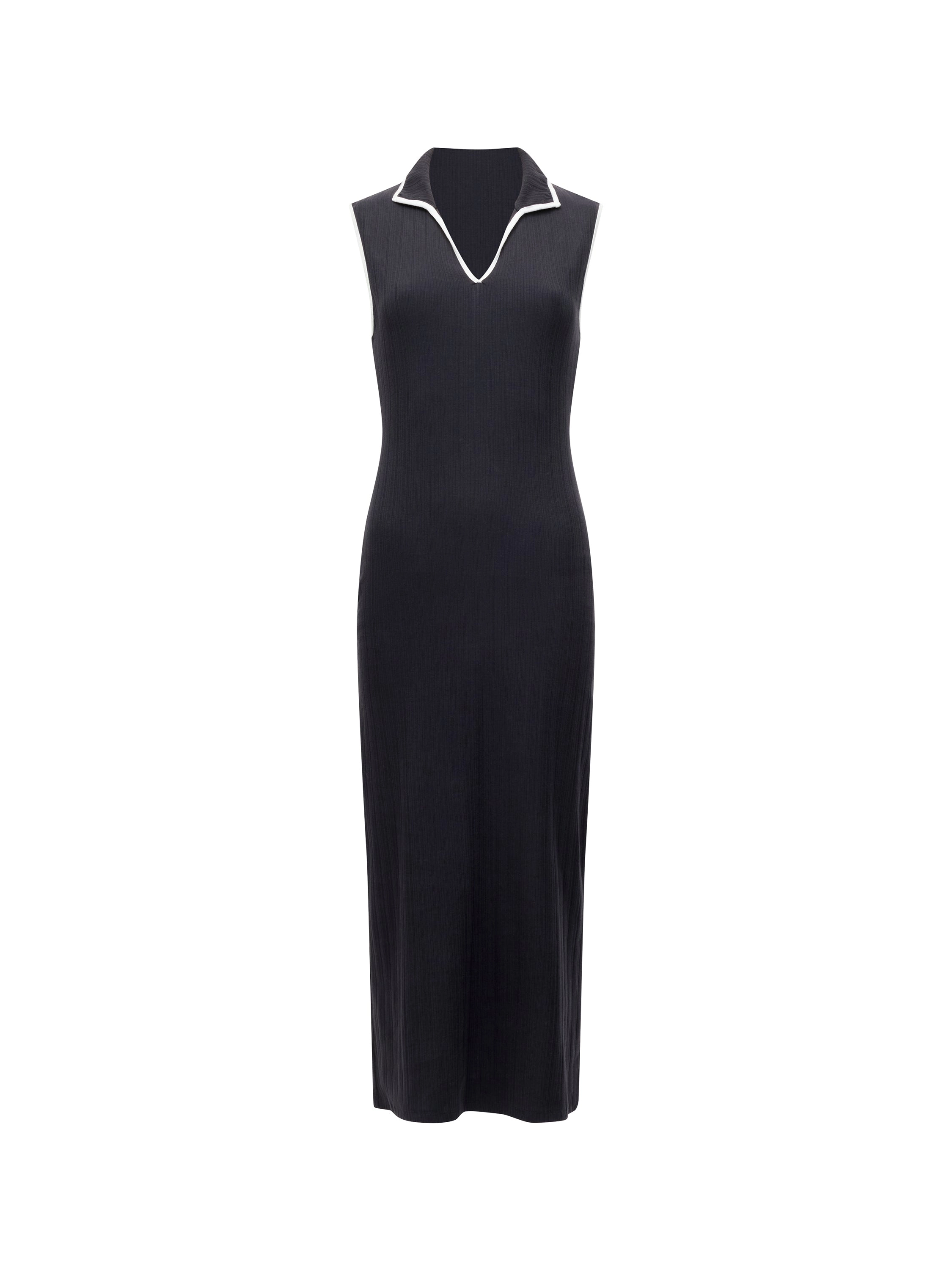 Sasia Rib Binding Collared Midi Dress