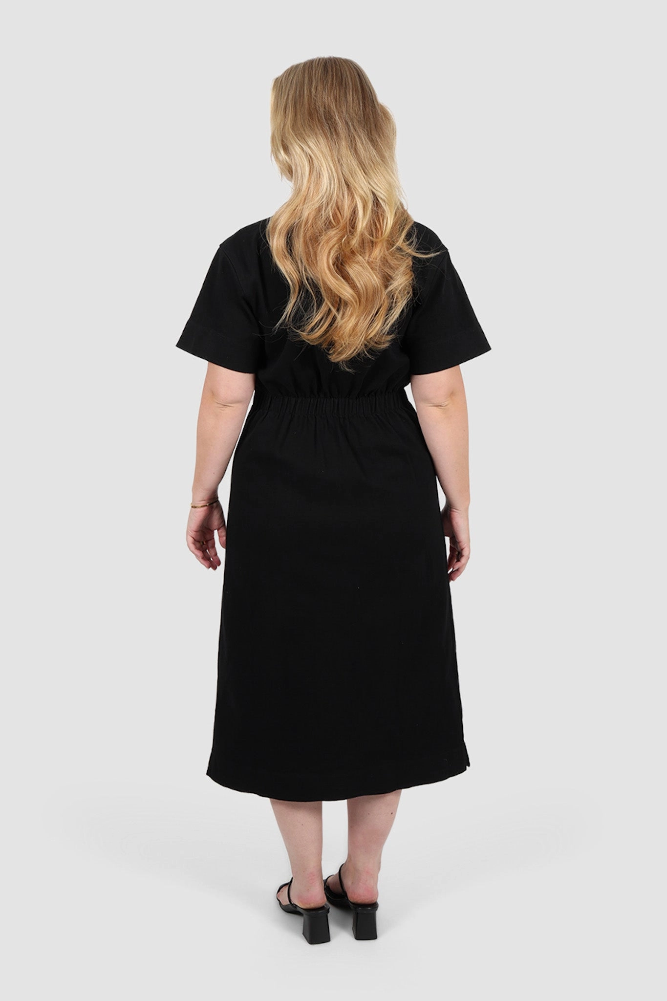 SAVEIRA DENIM MIDI DRESS BLACKOUT