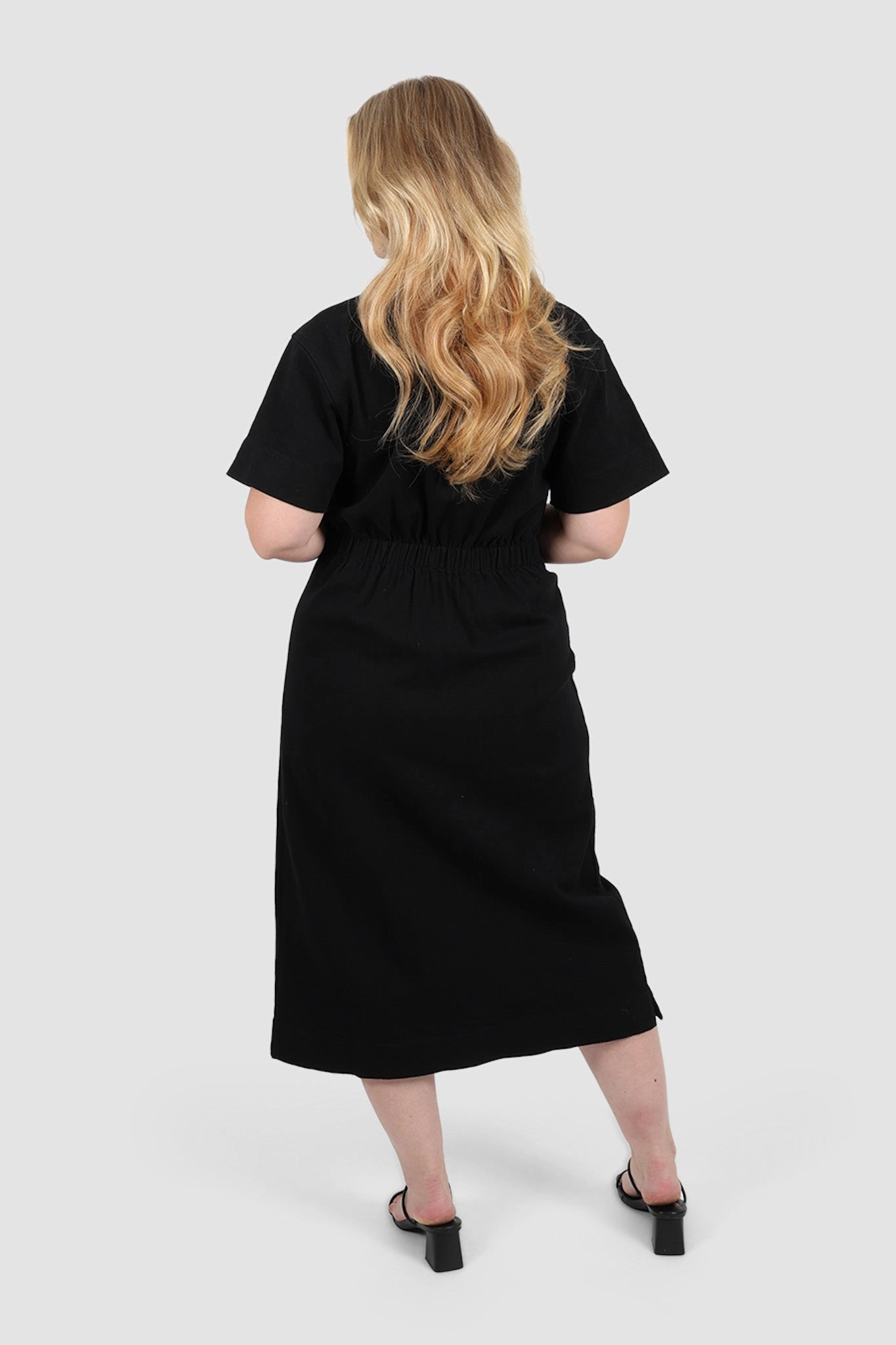 SAVEIRA DENIM MIDI DRESS BLACKOUT