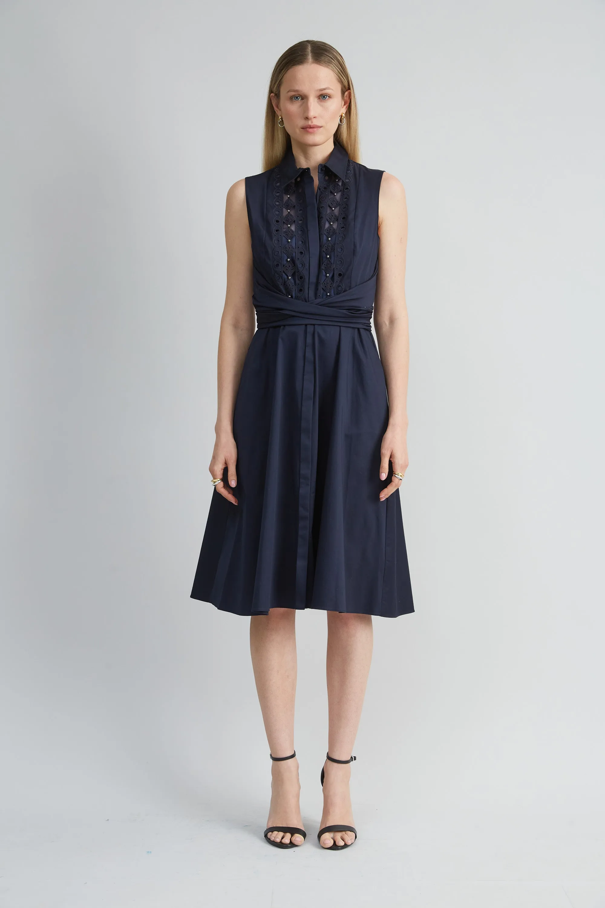 Sleeveless Cotton Tie Dress