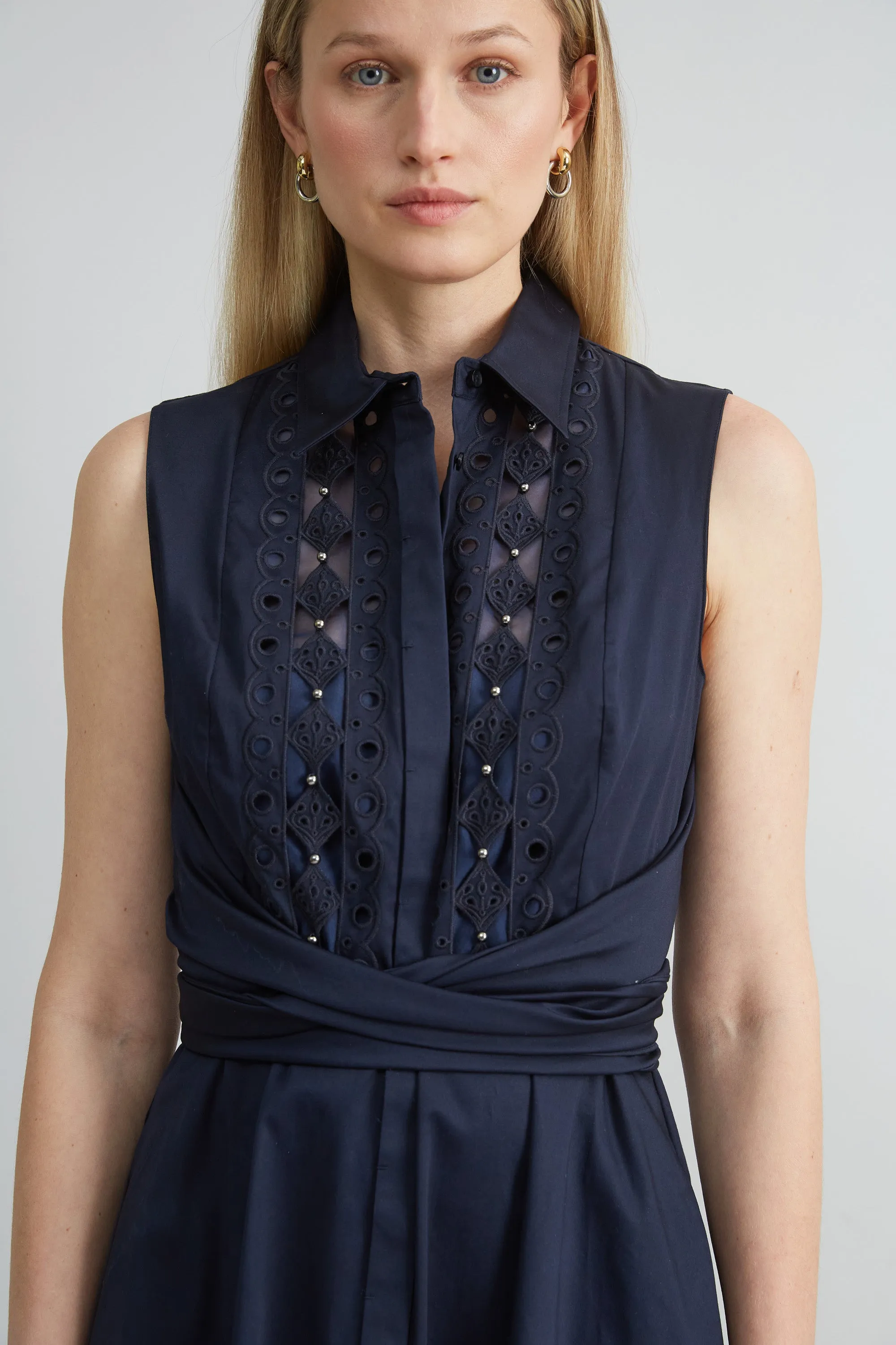 Sleeveless Cotton Tie Dress
