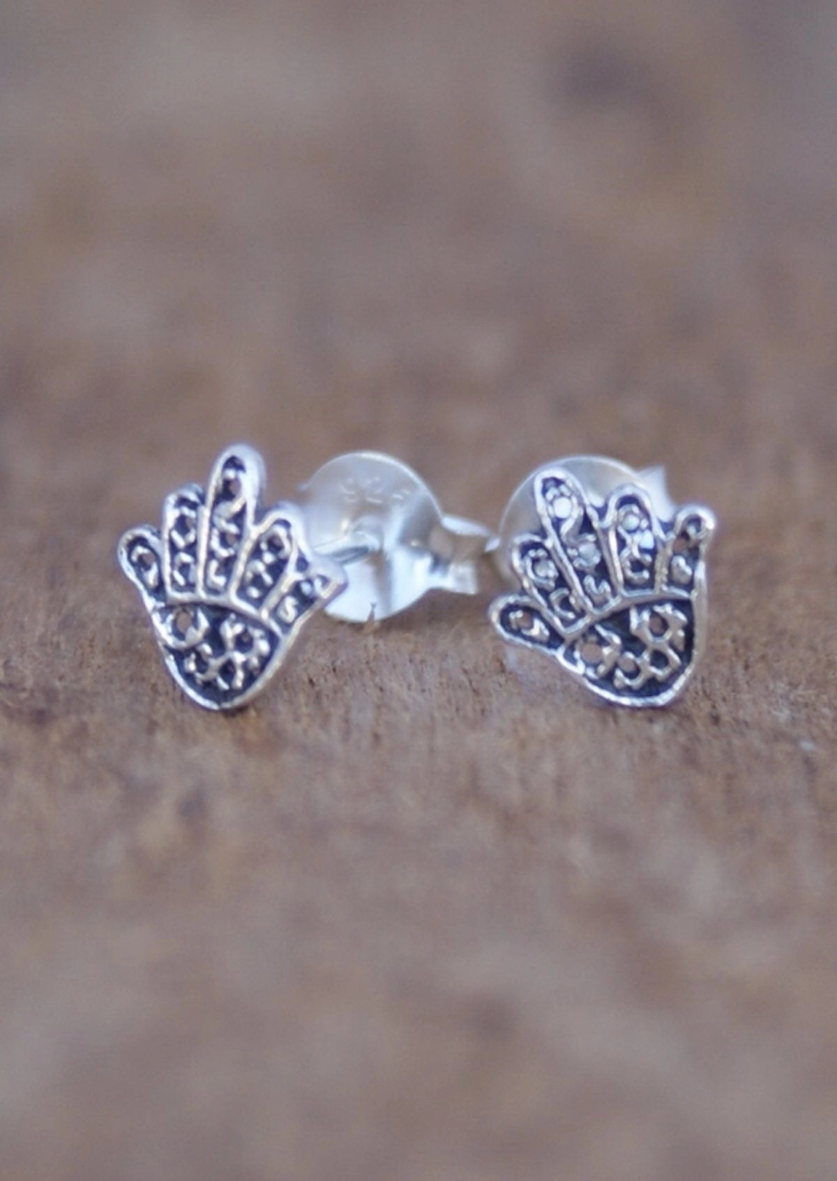Small Hand of Fatima Silver Studs