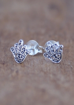 Small Hand of Fatima Silver Studs