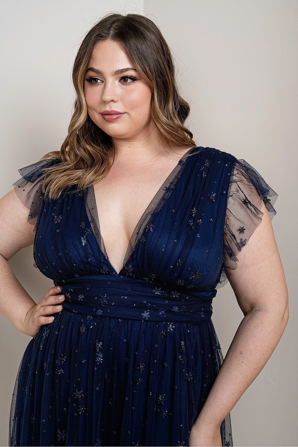 Stella Midi Dress in Sapphire - Plus