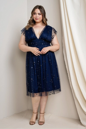 Stella Midi Dress in Sapphire - Plus
