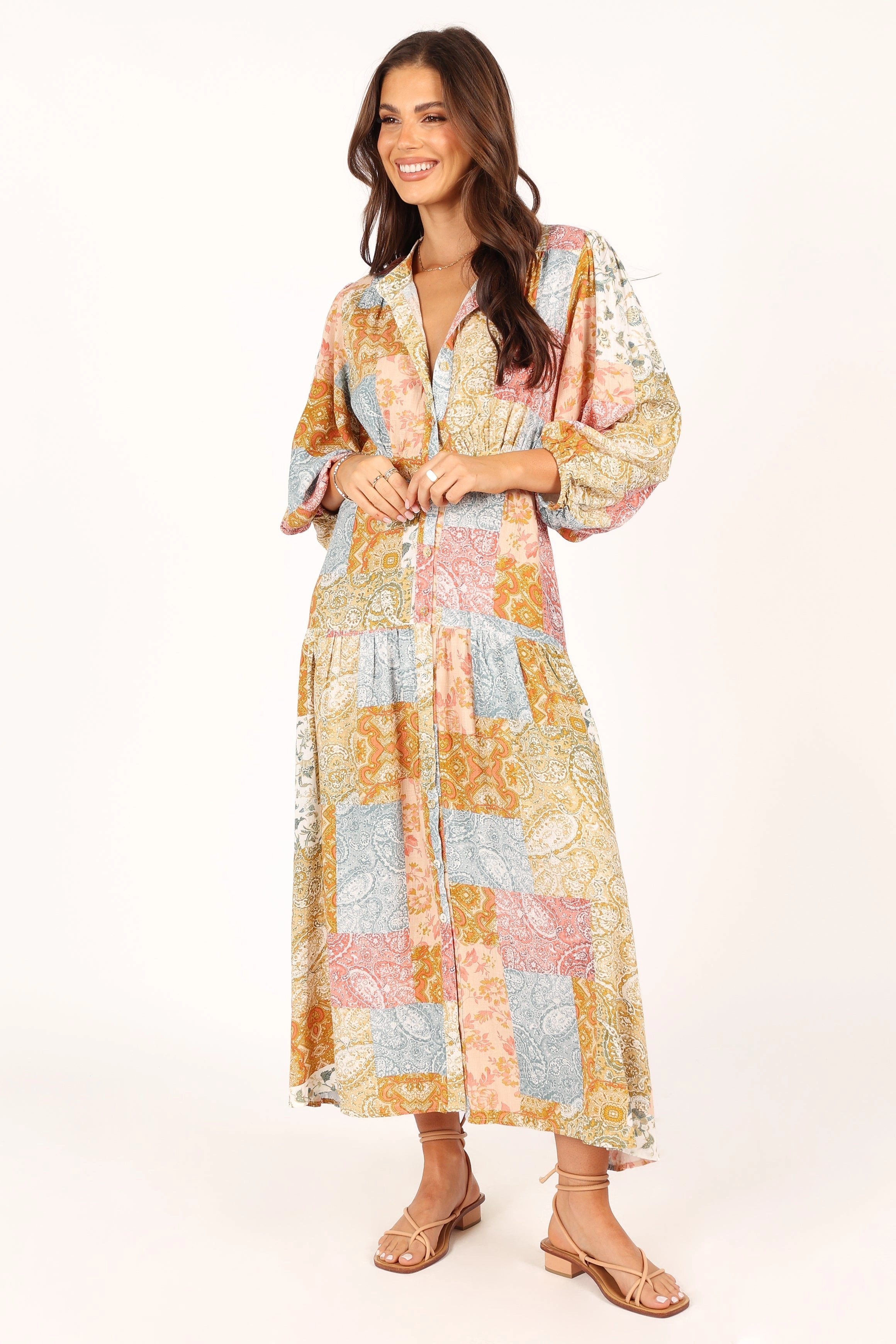 Syracuse Long Sleeve Midi Dress - Multi
