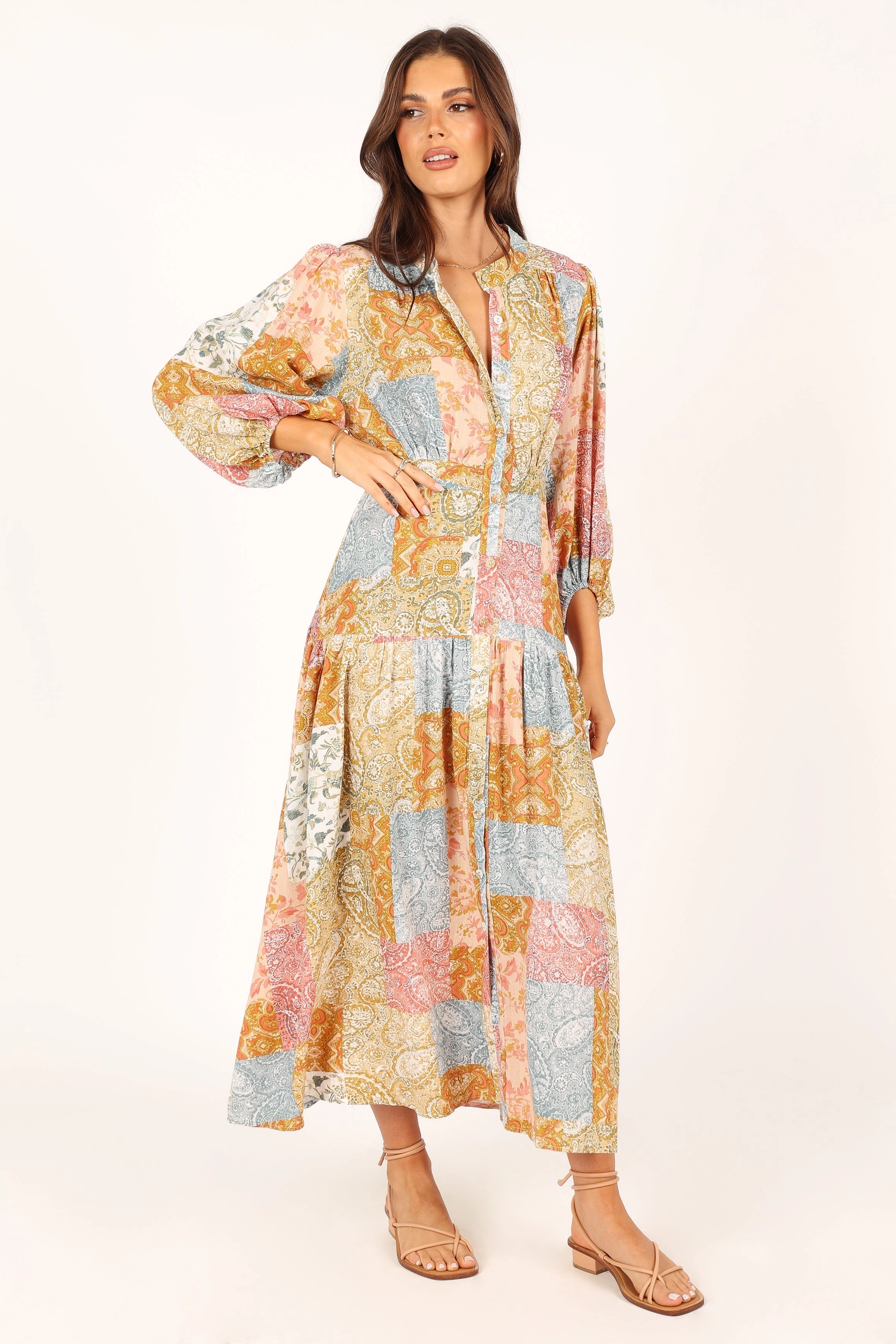 Syracuse Long Sleeve Midi Dress - Multi