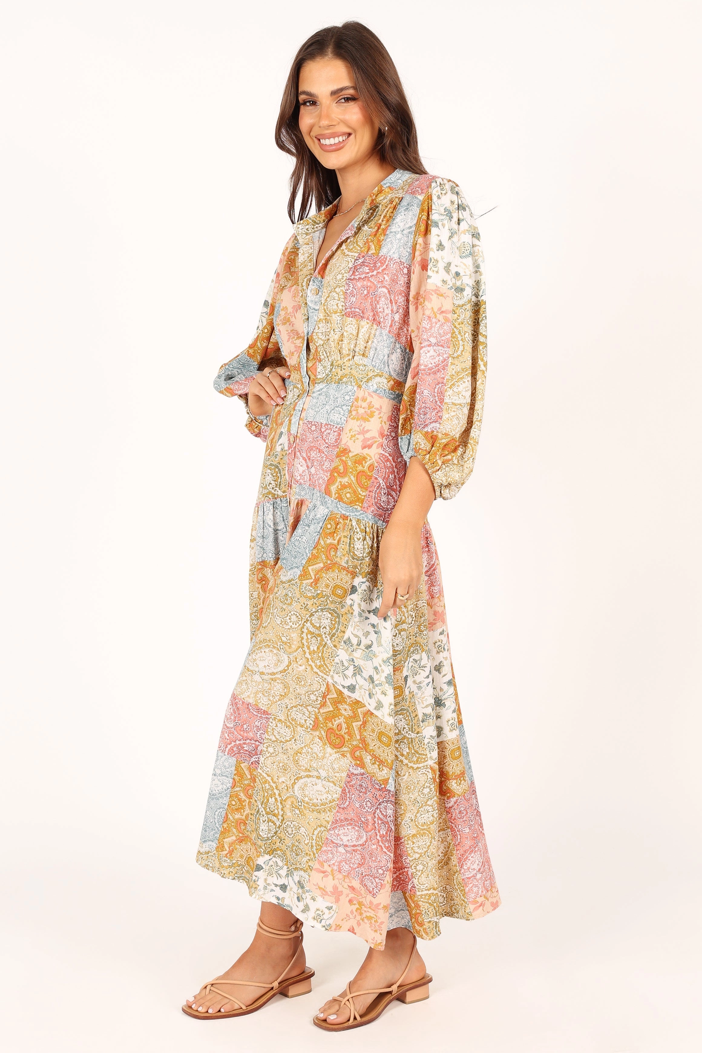Syracuse Long Sleeve Midi Dress - Multi