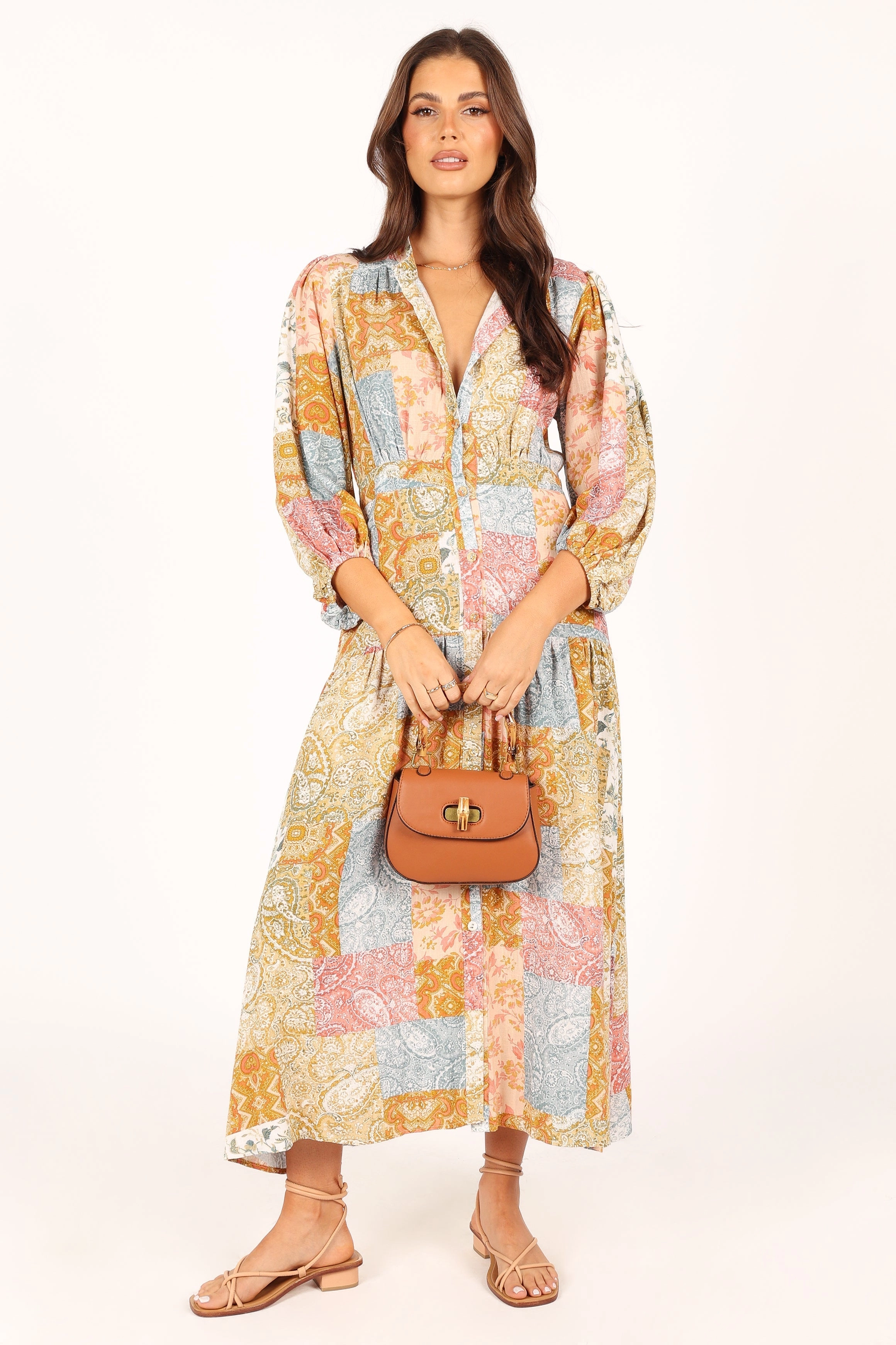 Syracuse Long Sleeve Midi Dress - Multi