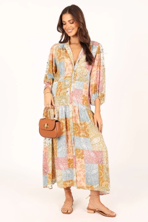 Syracuse Long Sleeve Midi Dress - Multi