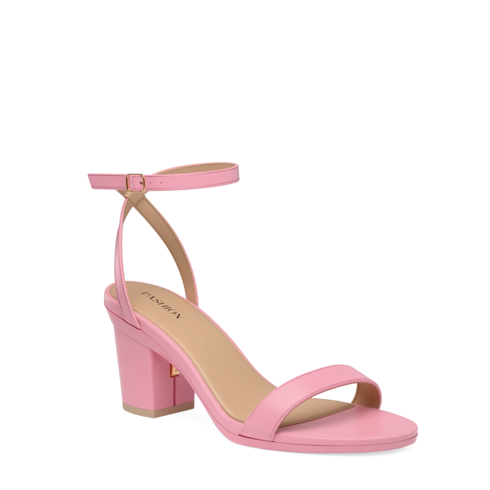 The Brenna - Pink Leather 3 Block