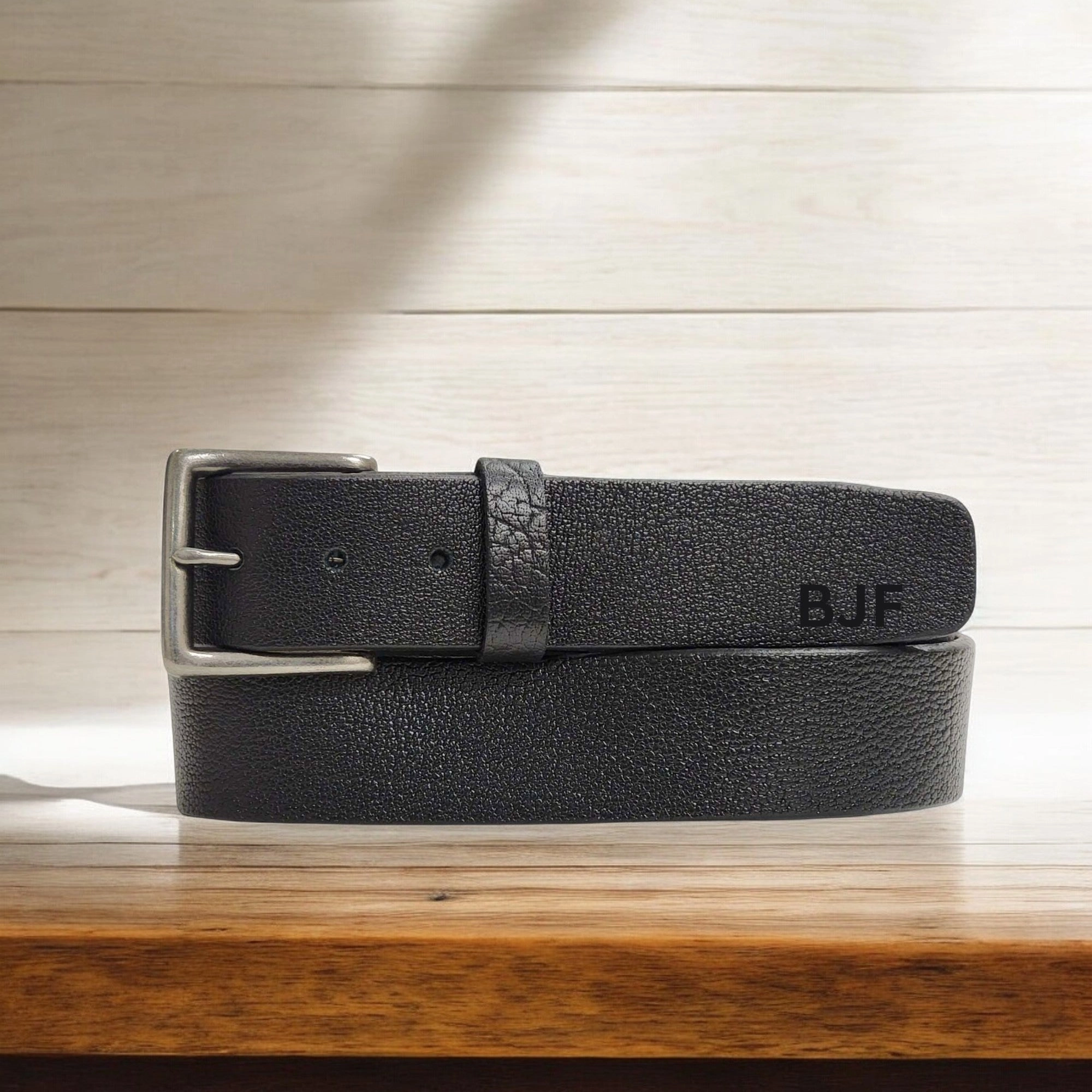 The Maverick Belt - Extra Thick Engraved Black Leather Belt