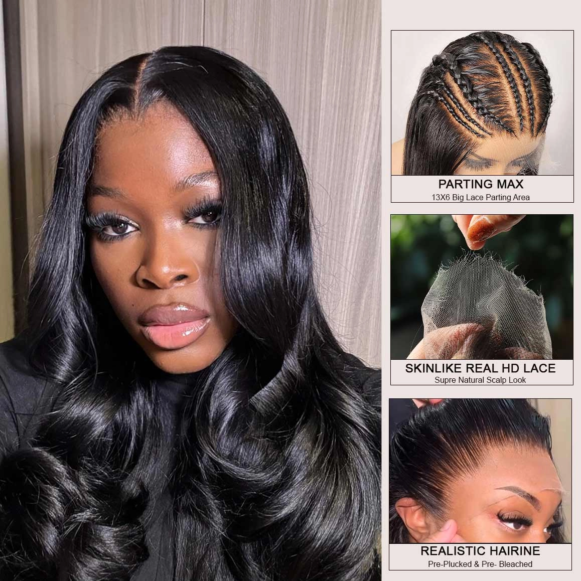 Upgrade 13X6 Full Frontal Skinlike Real HD Lace Wig Body Wave Pre Plucked Hairline