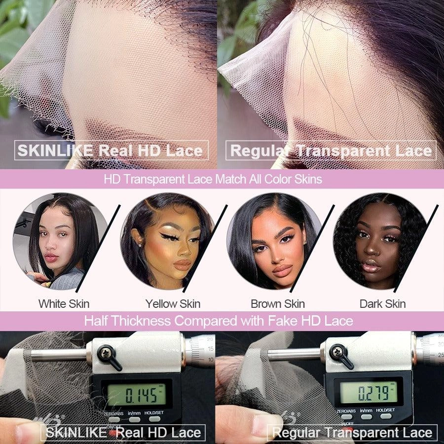 Upgrade 13X6 Full Frontal Skinlike Real HD Lace Wig Body Wave Pre Plucked Hairline