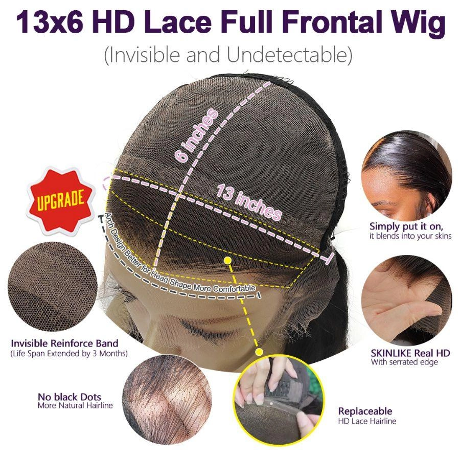 Upgrade 13X6 Full Frontal Skinlike Real HD Lace Wig Body Wave Pre Plucked Hairline