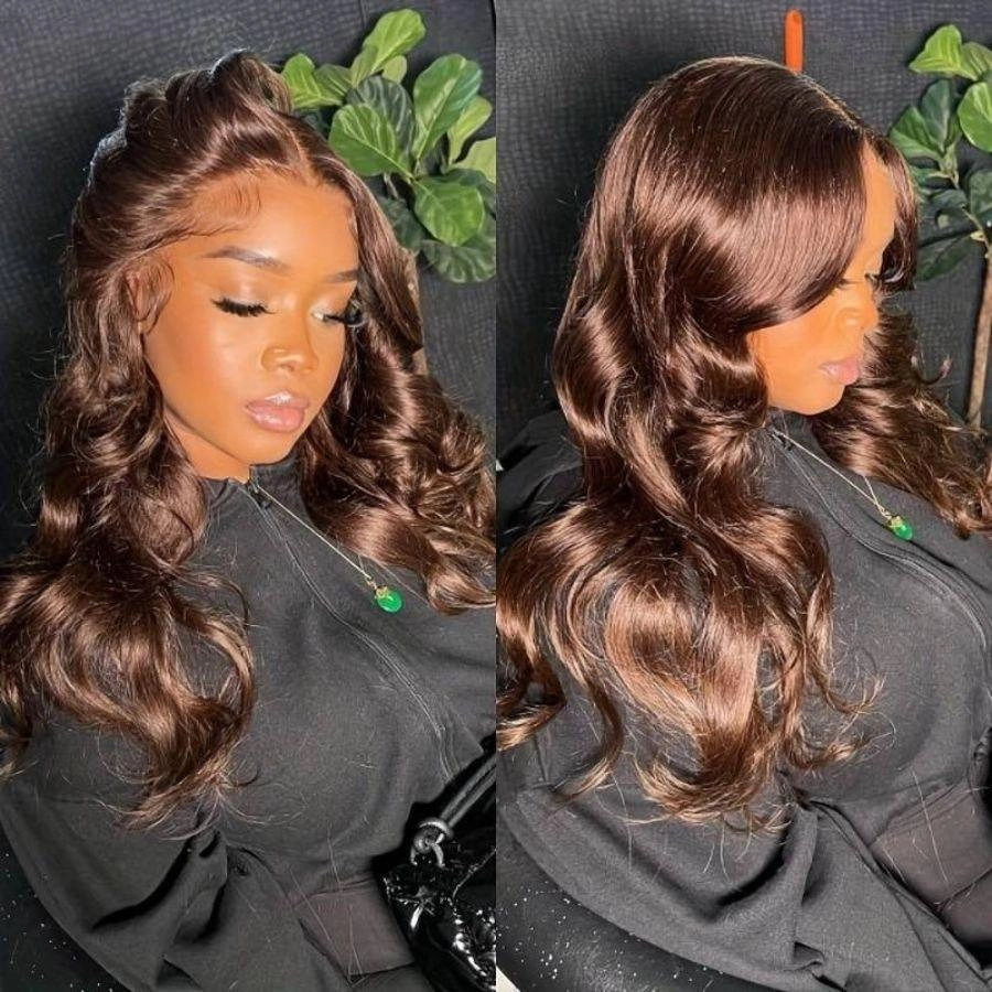 USA Shipping | #4 Dark Brown Color 13X6 HD Lace Front Wigs Body Wave 250% Density