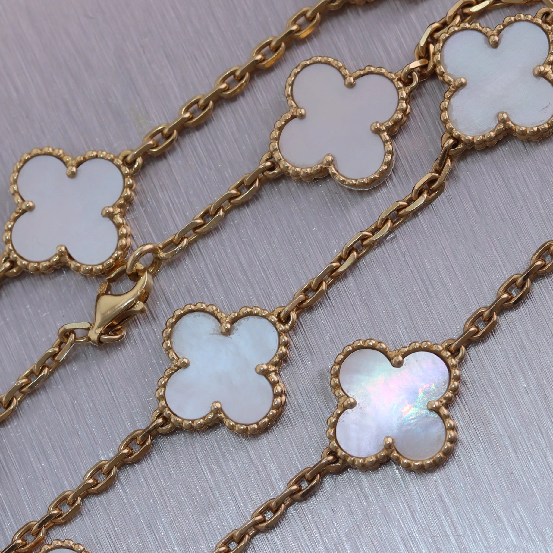 Van Cleef & Arpels 18k Yellow Gold Mother of Pearl Alhambra 16" Necklace