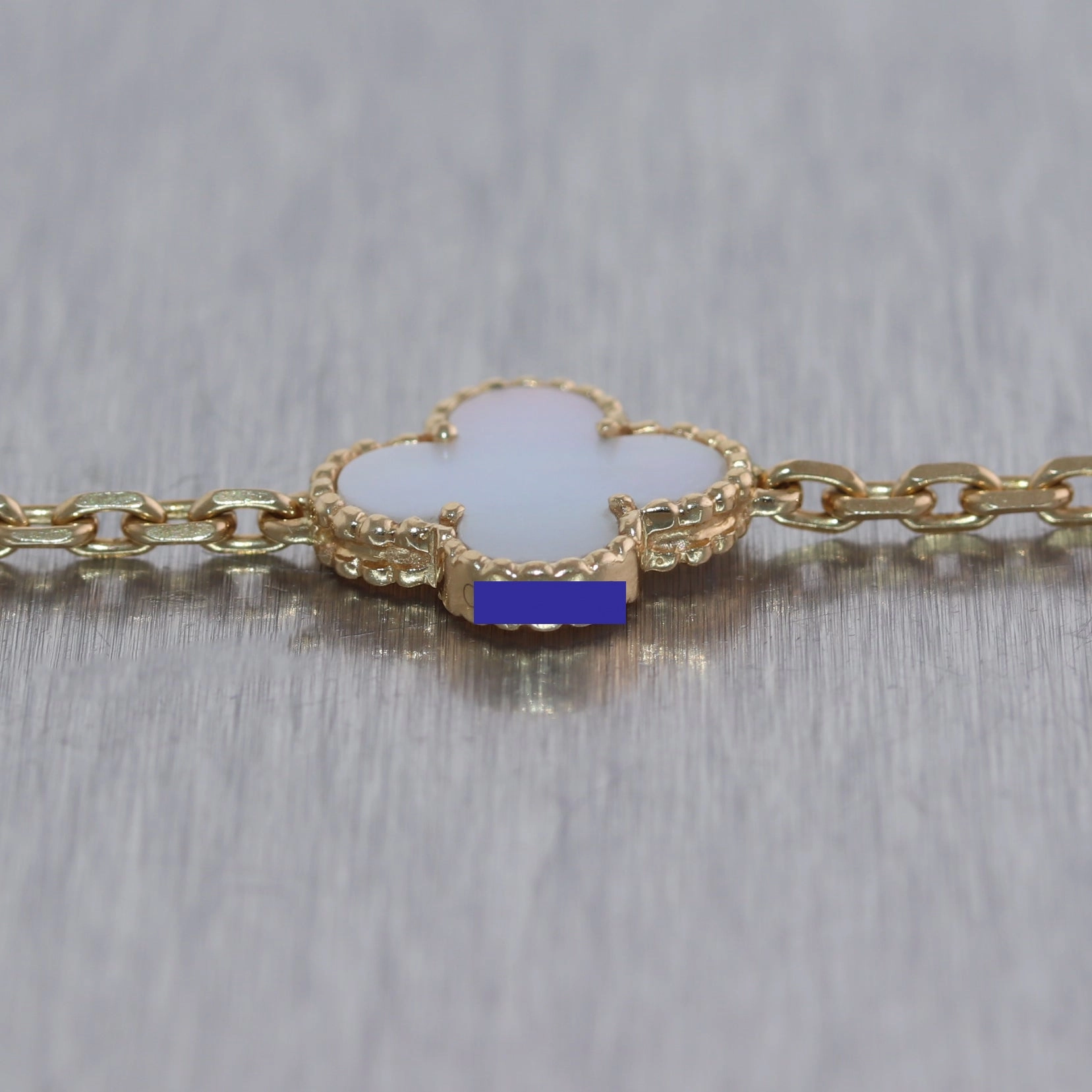 Van Cleef & Arpels 18k Yellow Gold Mother of Pearl Alhambra 16" Necklace